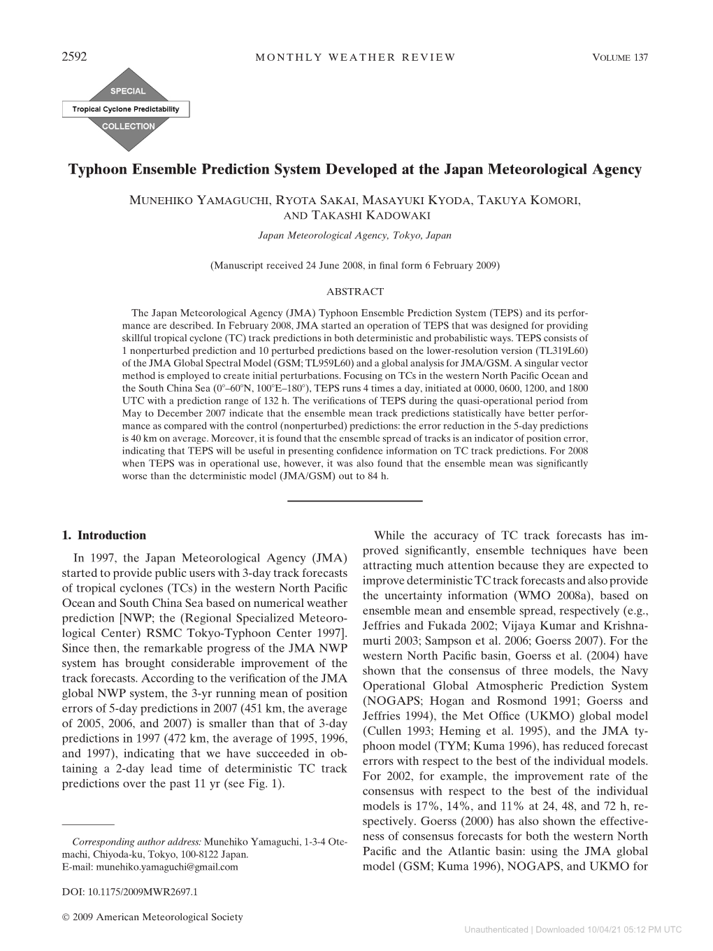 Typhoon Ensemble Prediction System Developed at the Japan Meteorological Agency