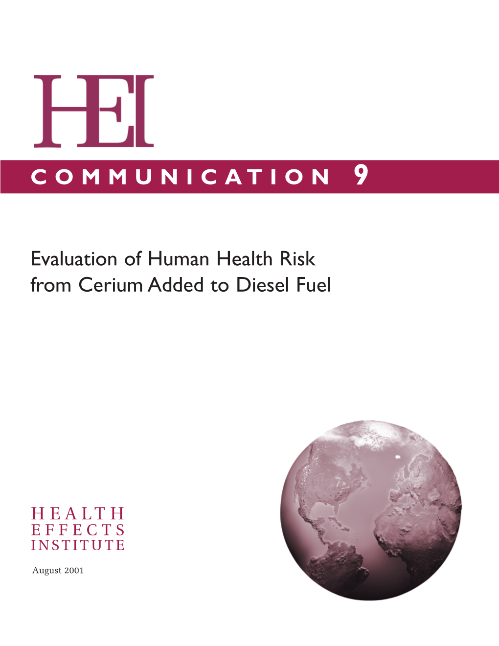 Evaluation of Human Health Risk from Cerium Added to Diesel Fuel
