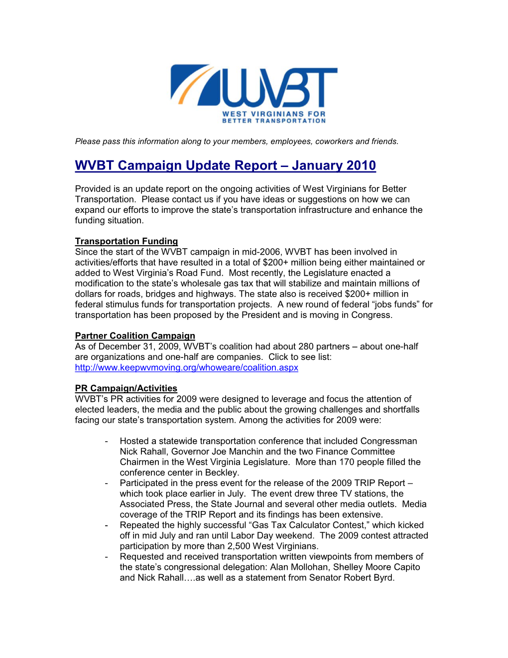 WVBT E-Newsletter