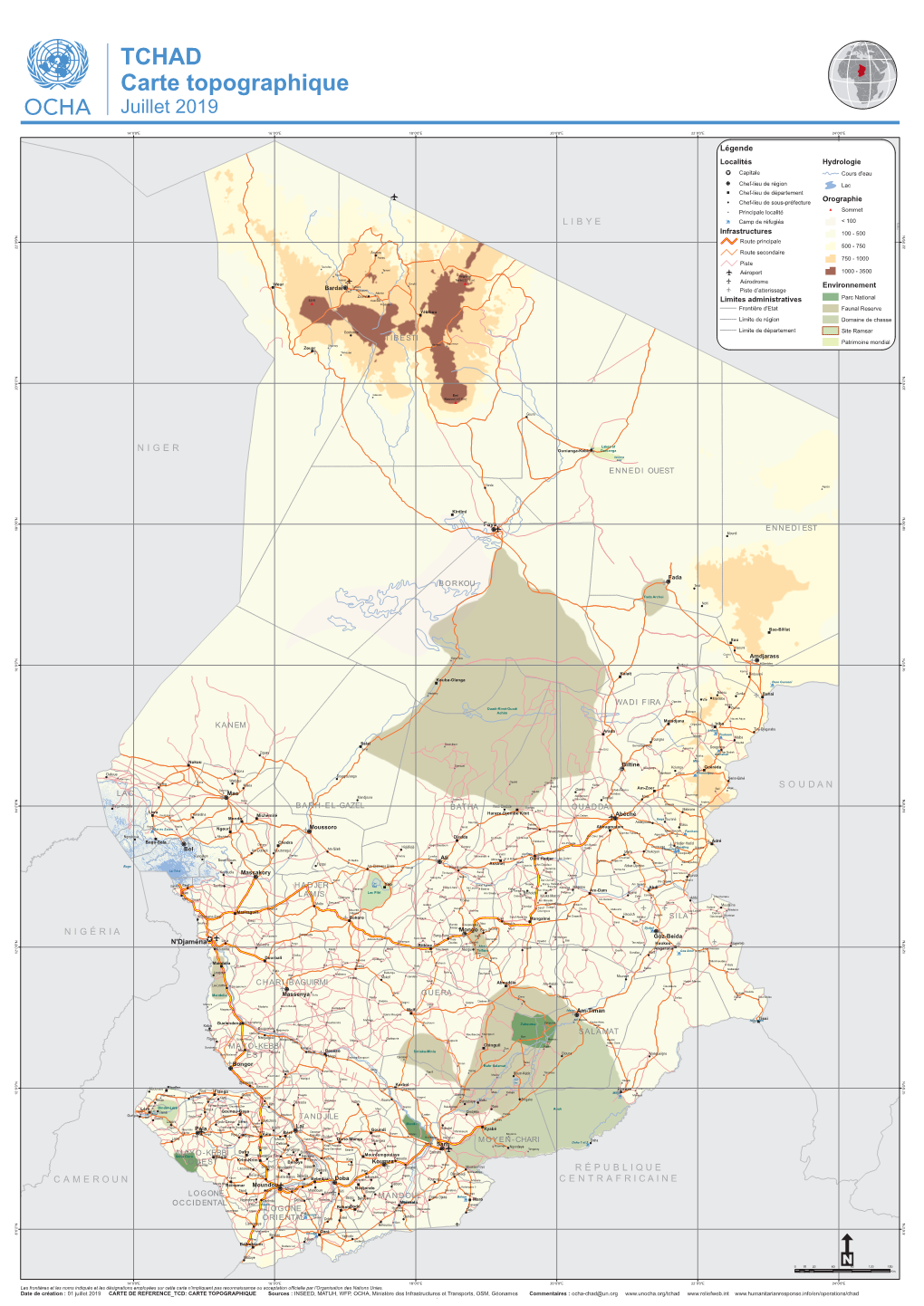 TCHAD Carte Topographique Juillet 2019