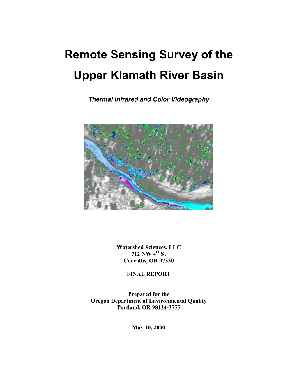 Remote Sensing Survey of the Upper Klamath River Basin