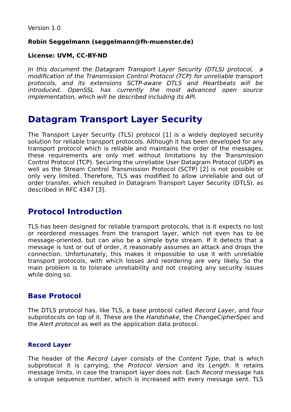 Datagram Transport Layer Security