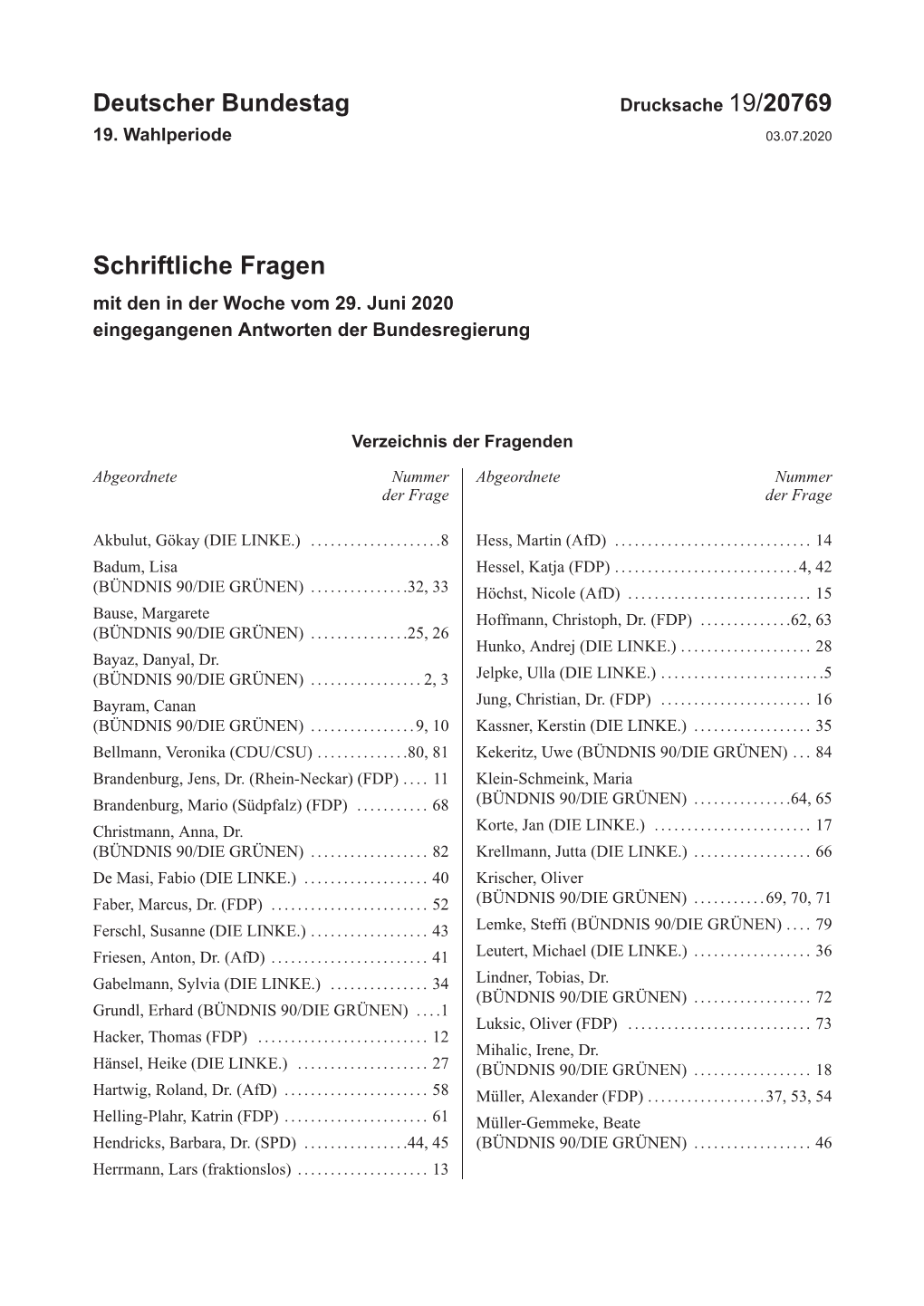 Drucksache 19/20769 19