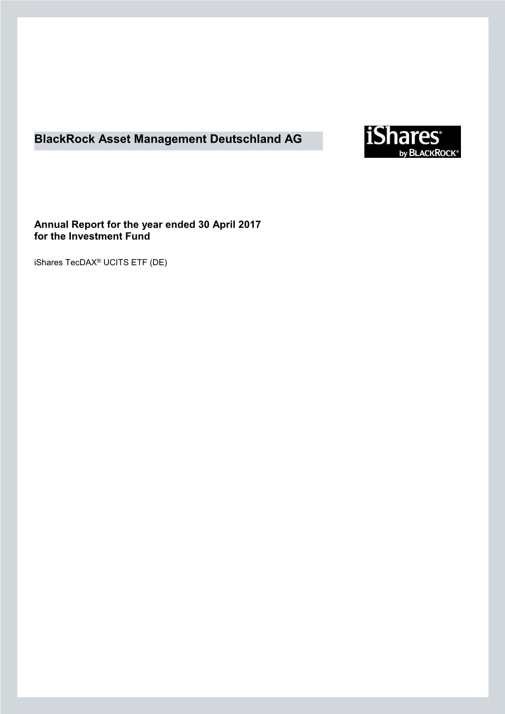 Ishares Tecdax® UCITS ETF (DE)
