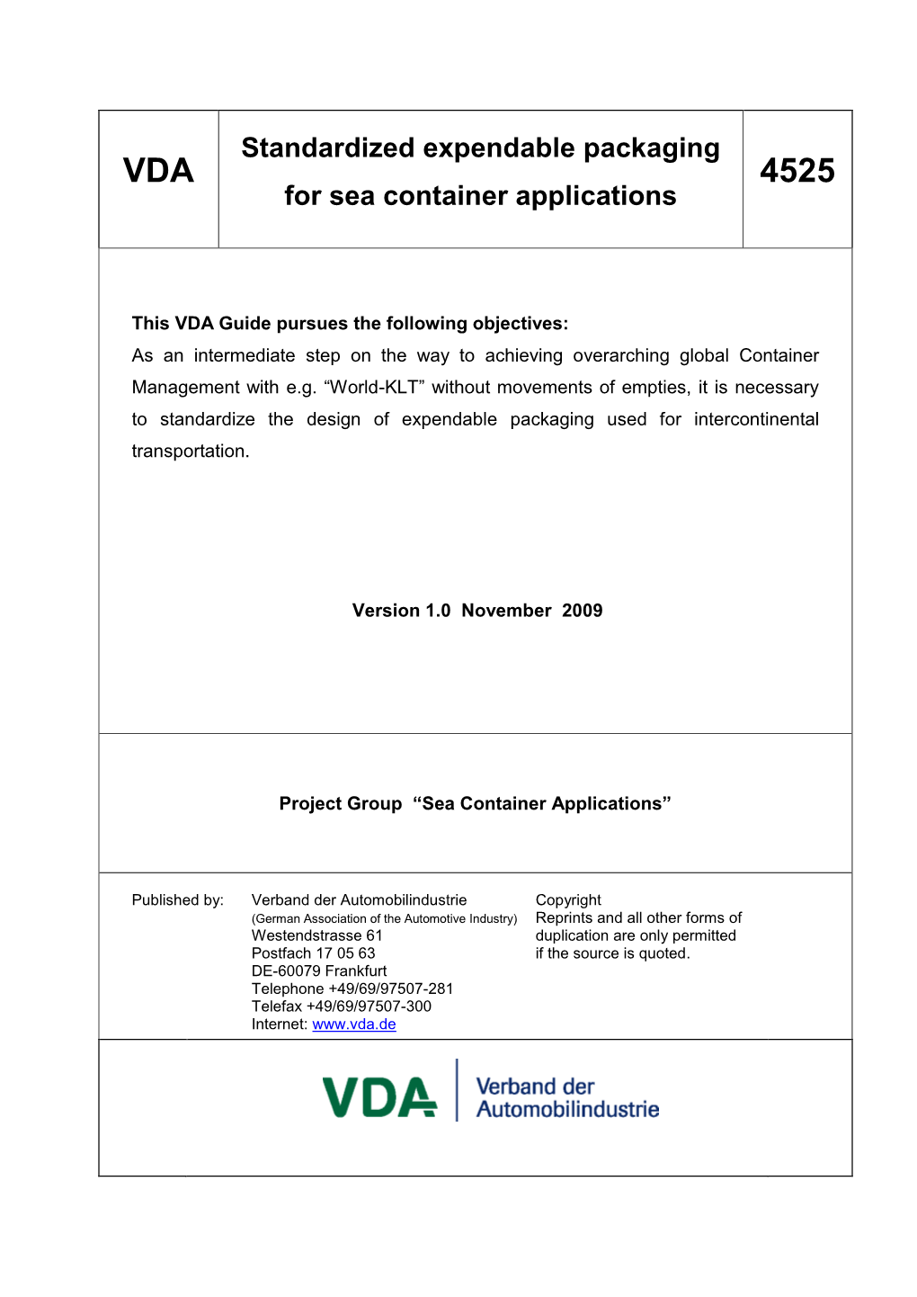 VDA 4525 for Sea Container Applications