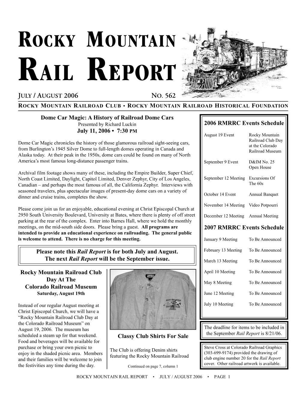 Rocky Mountain Rail Report July / August 2006 No