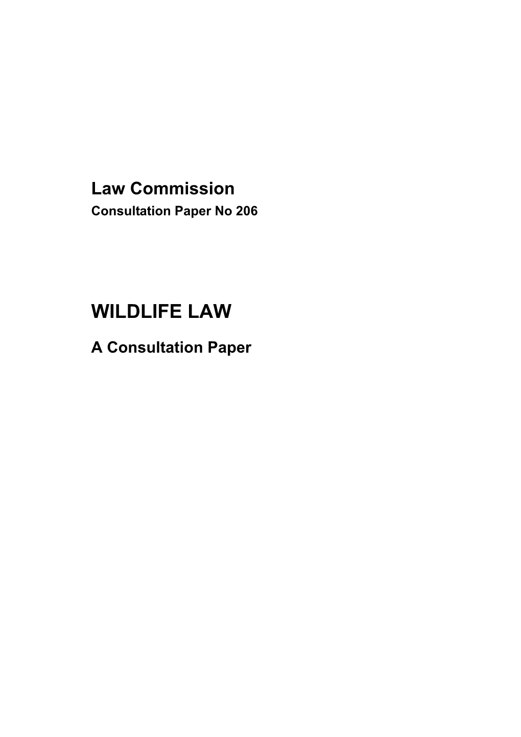 Wildlife Law Consultation Paper