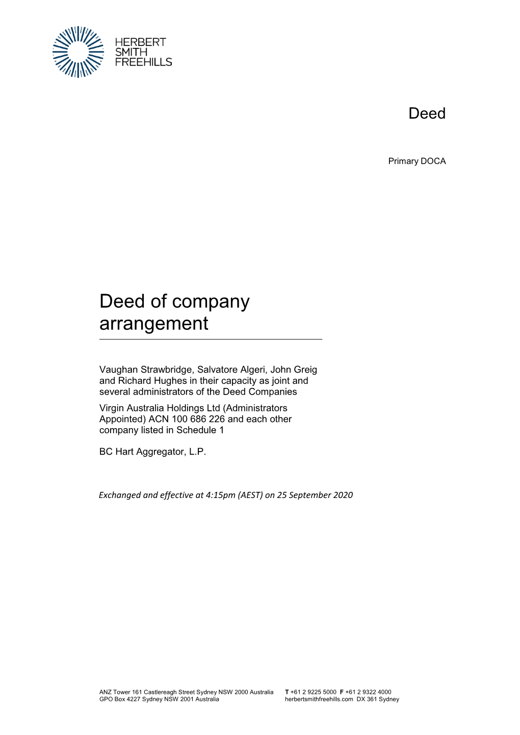 Deed of Company Arrangement