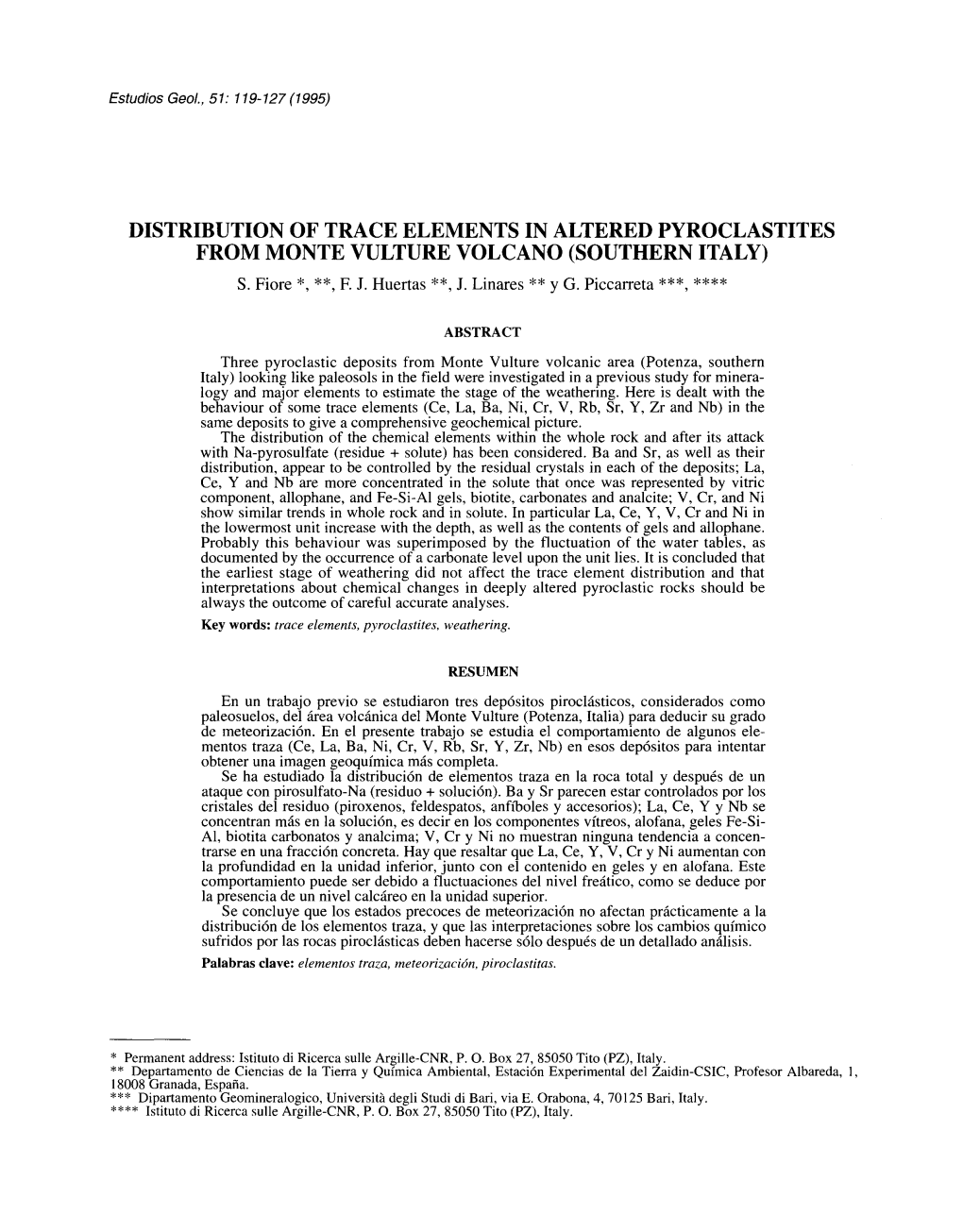 Distribution of Trace Elements in Altered Pyroclastites from Monte Vulture Volcano (Southern Italy) S