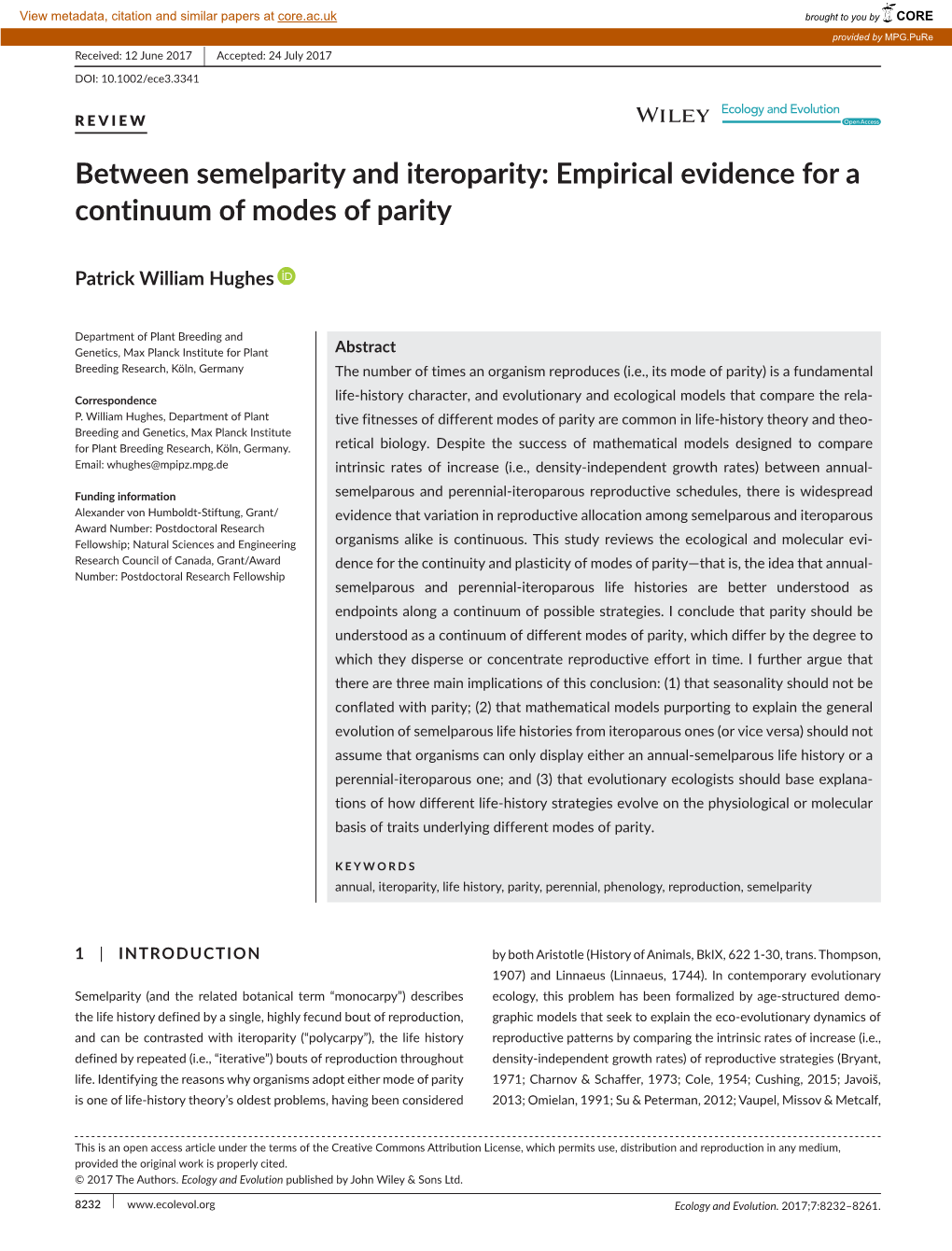 Between Semelparity and Iteroparity: Empirical Evidence for a Continuum of Modes of Parity