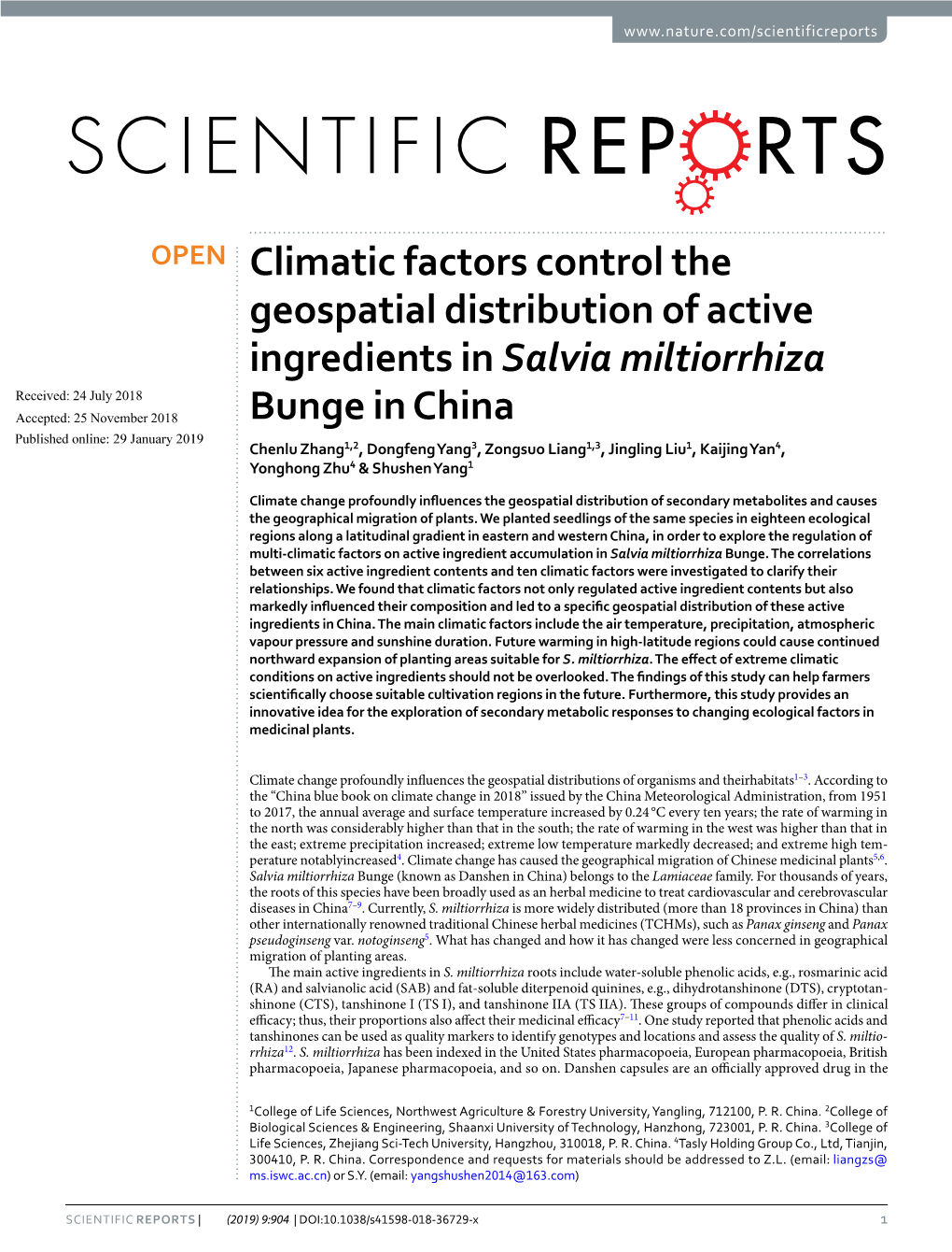 Climatic Factors Control the Geospatial Distribution of Active Ingredients In