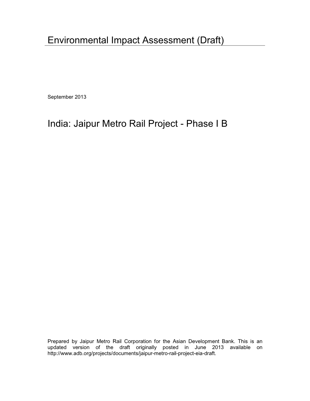 Jaipur Metro Rail Project - Phase I B