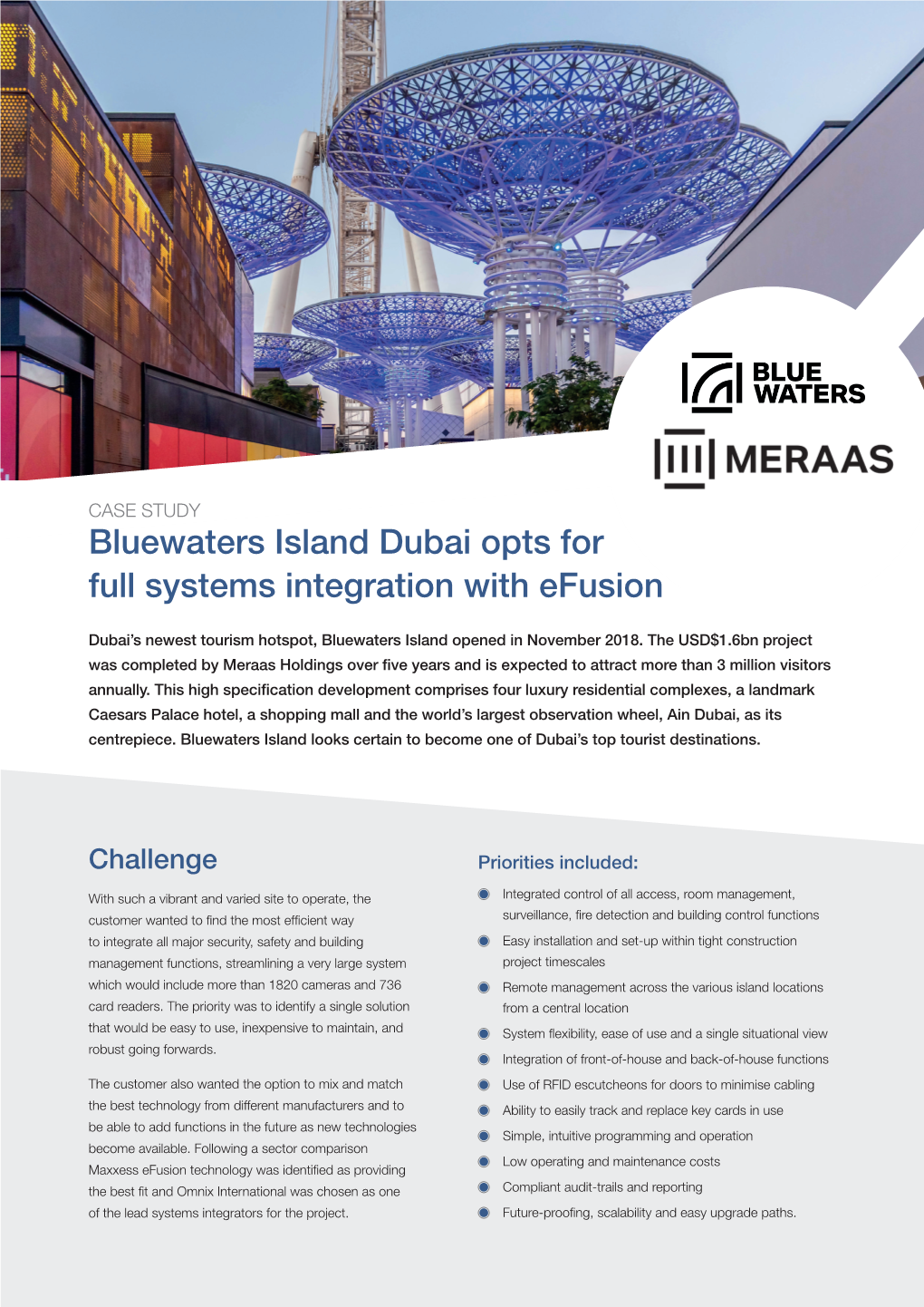 Bluewaters Island Dubai Opts for Full Systems Integration with Efusion