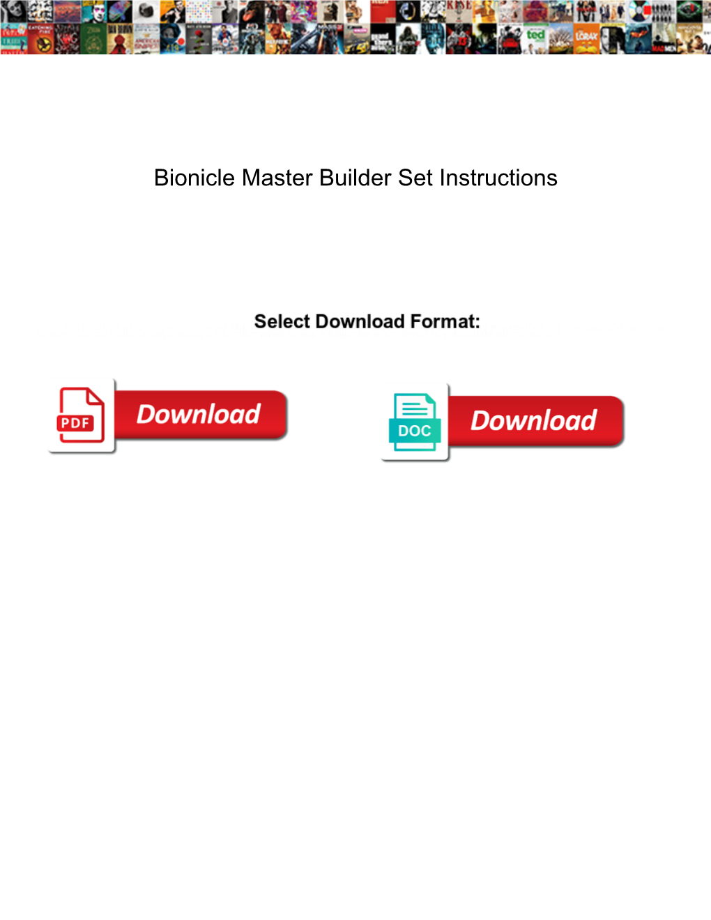 Bionicle Master Builder Set Instructions