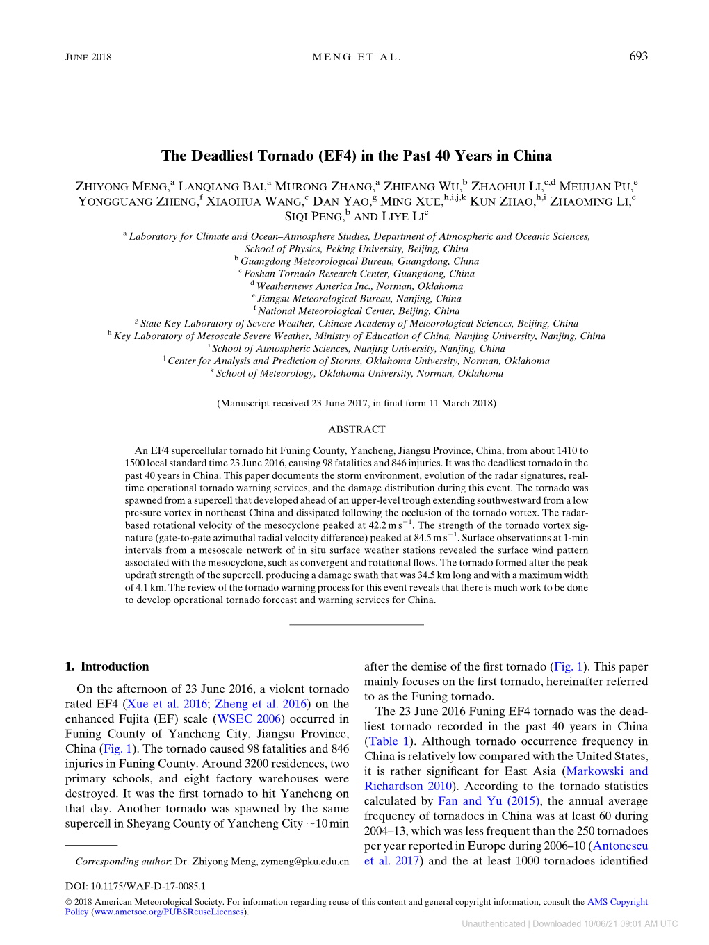 The Deadliest Tornado (EF4) in the Past 40 Years in China