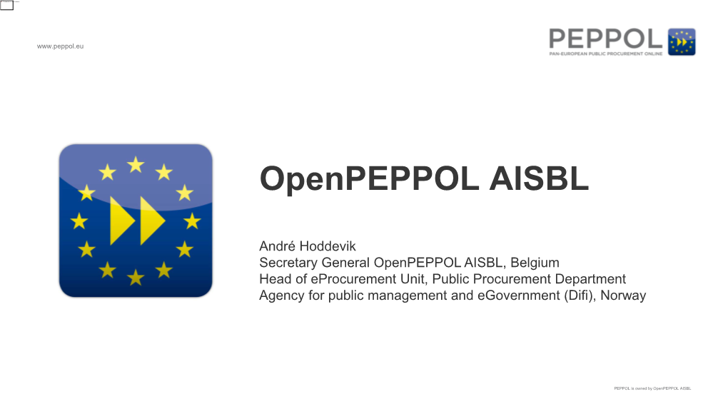 PEPPOL Pan European Public Procurement Online