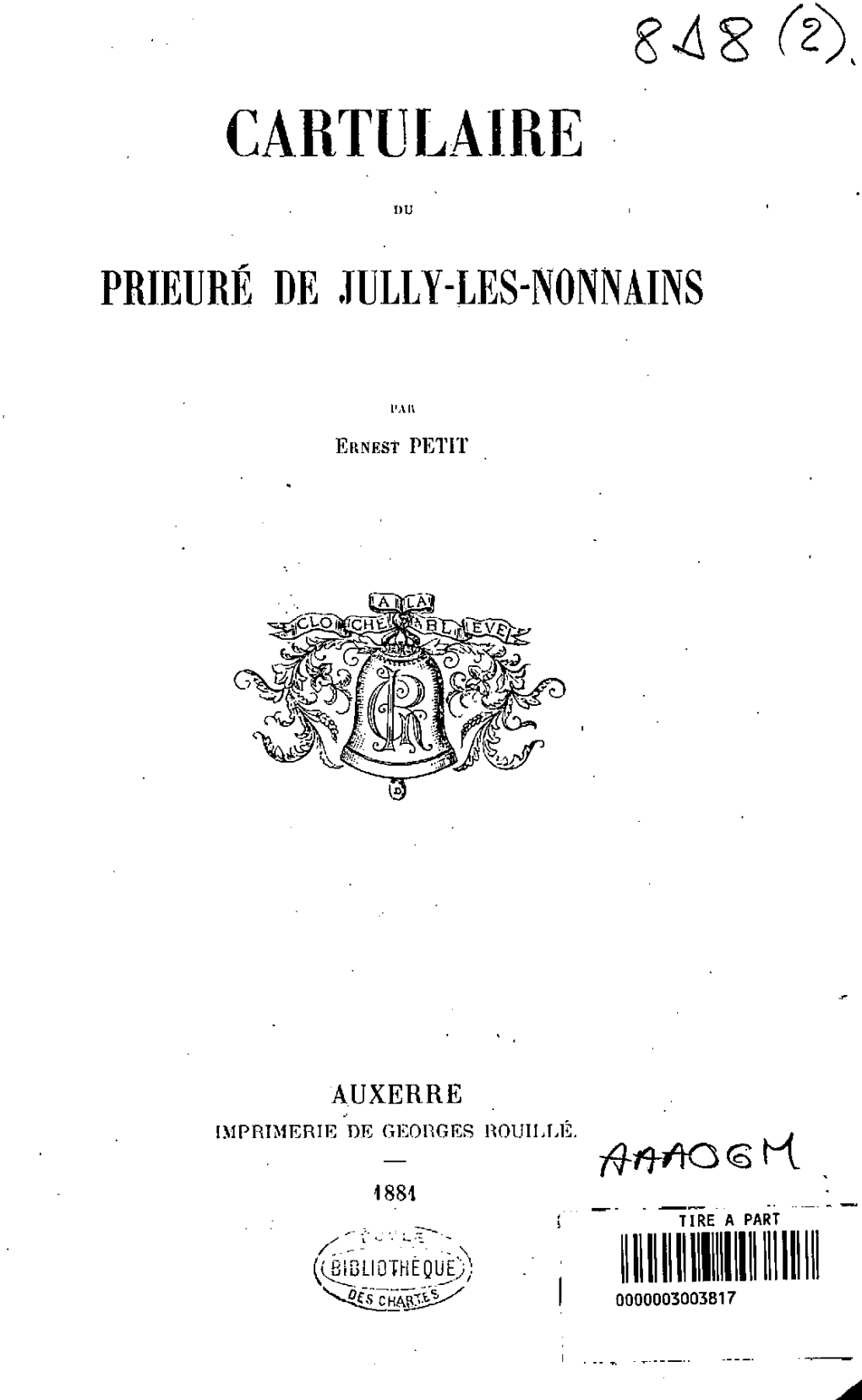 Cartulaire Du Prieure De Jully-Les-Nonnains
