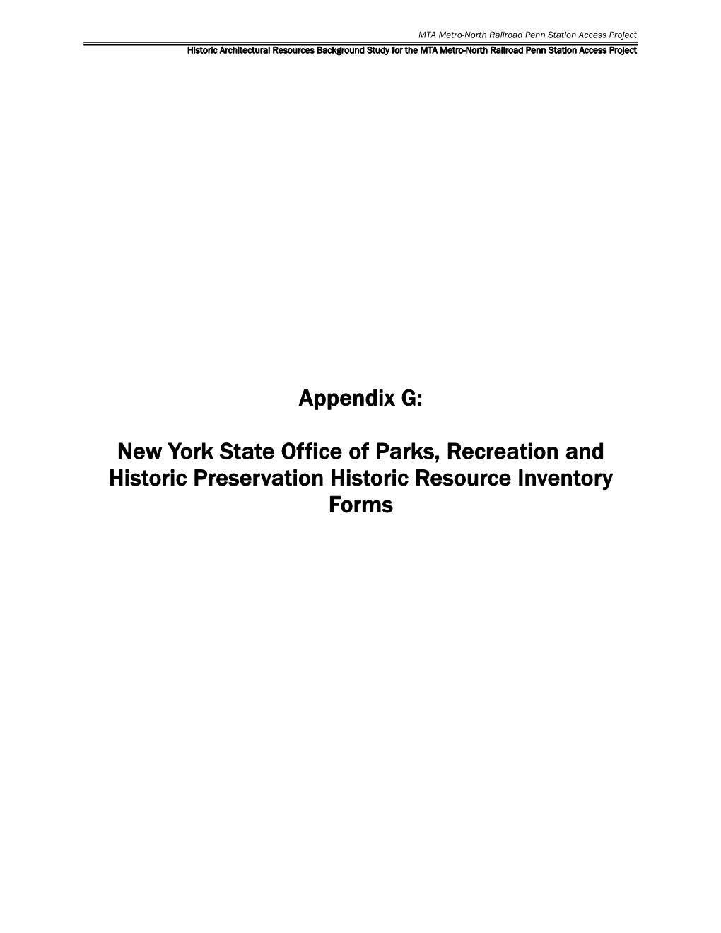 Appendix G: New York State Office of Parks, Recreation and Historic