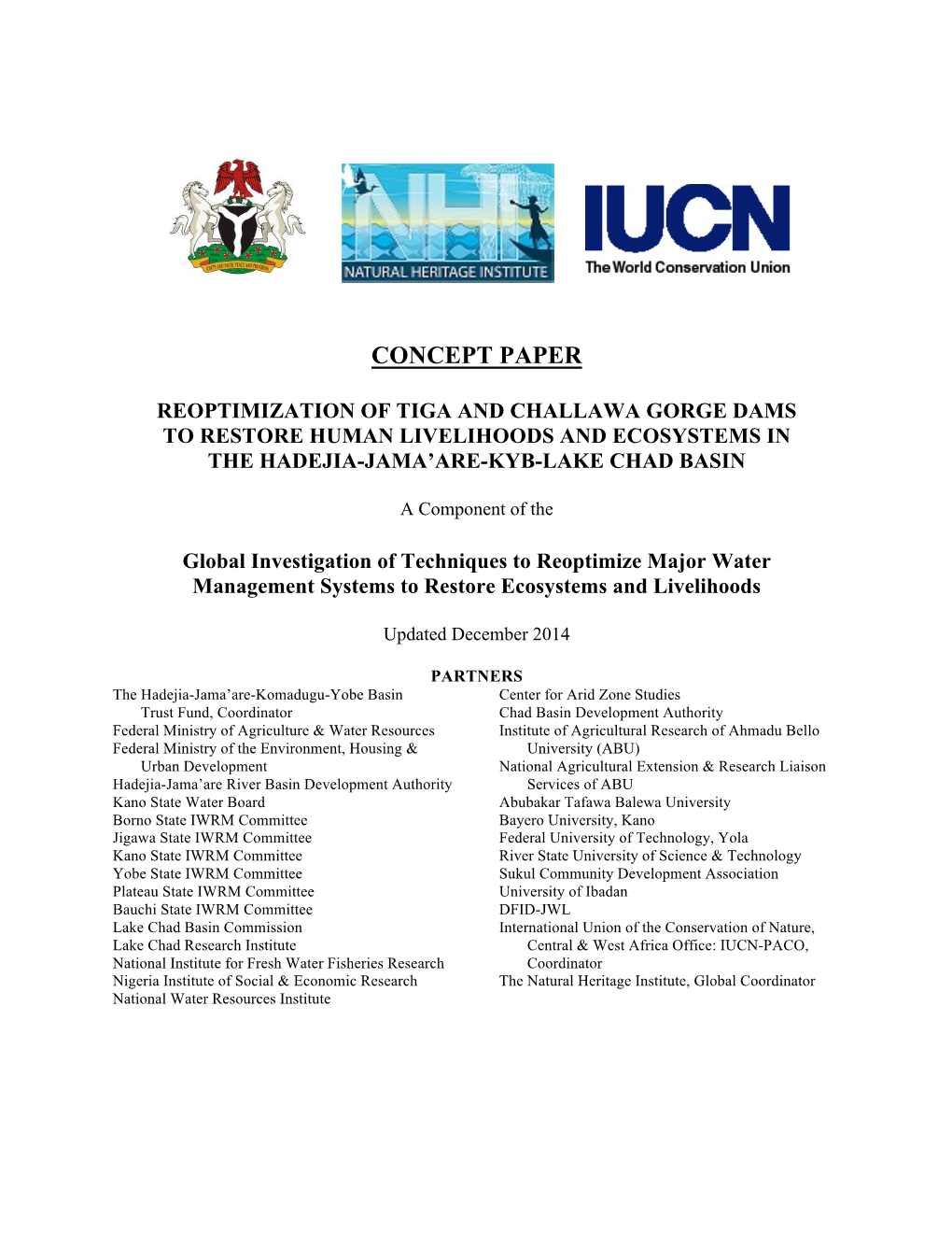 Hadejia-Nguru Project Concept Paper, 2014