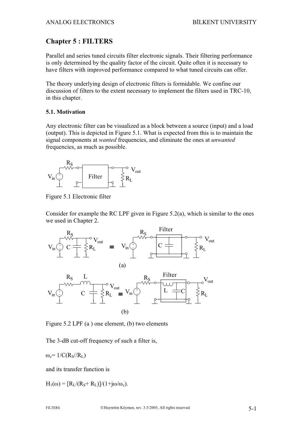 Chapter 5 : FILTERS