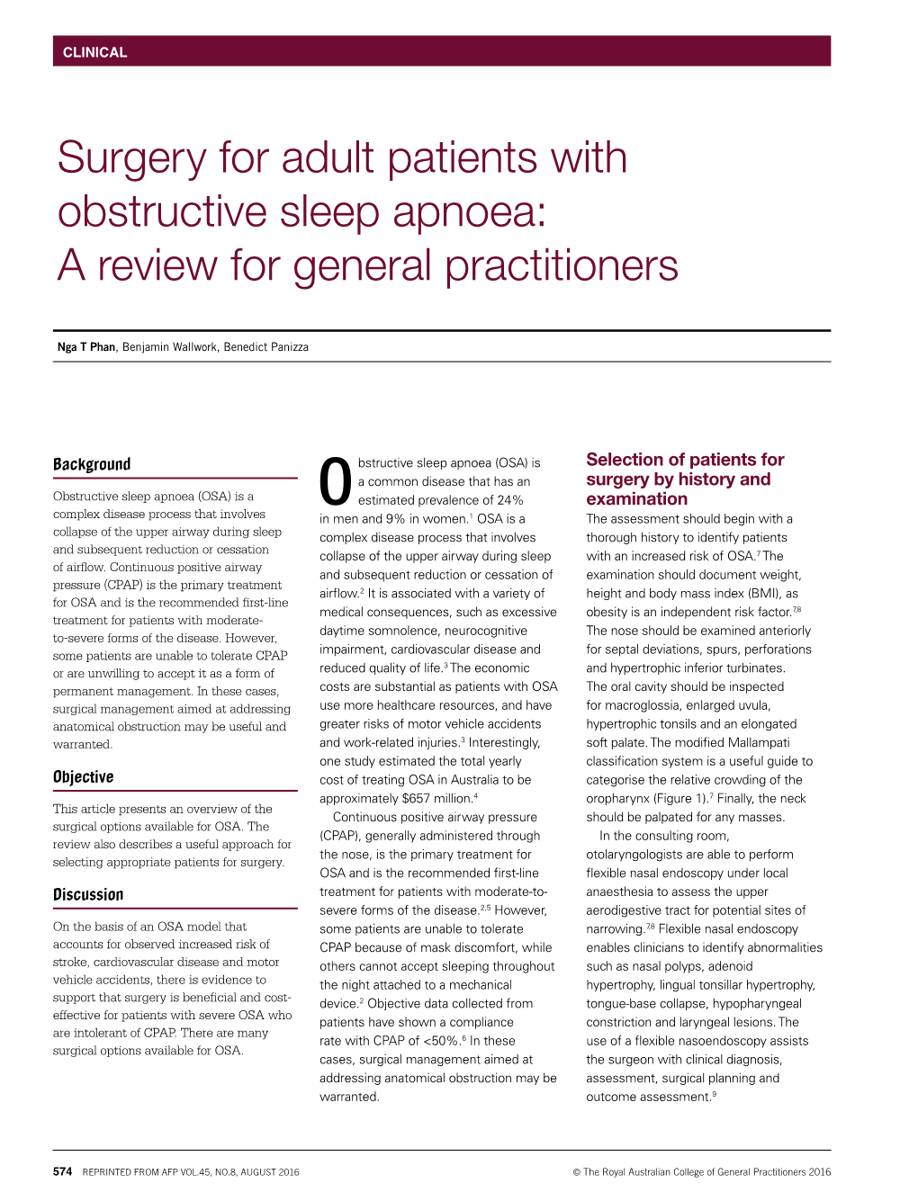 Surgery for Adult Patients with Obstructive Sleep Apnoea: a Review for General Practitioners