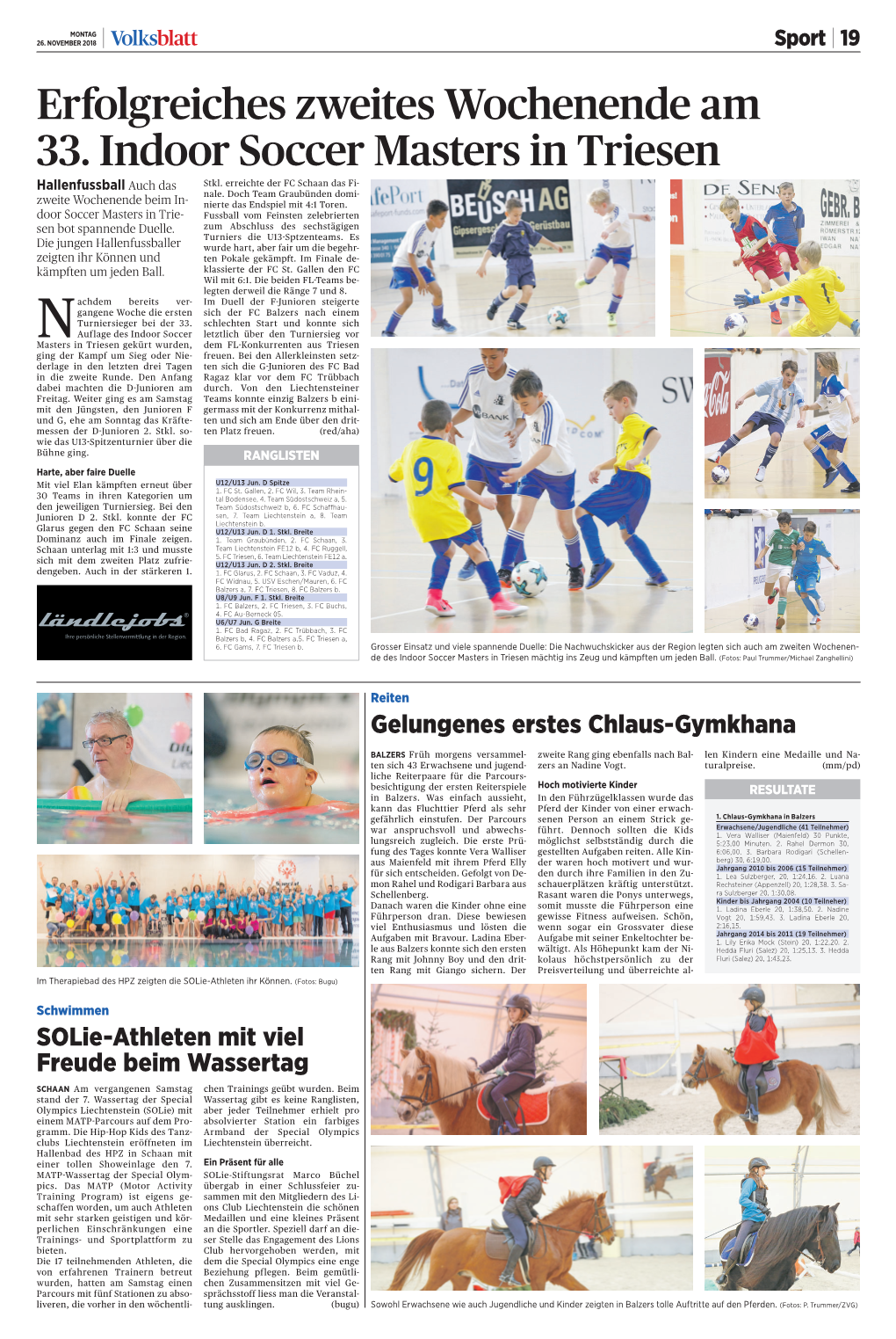 Erfolgreiches Zweites Wochenende Am 33. Indoor Soccer Masters in Triesen Hallenfussball Auch Das Stkl