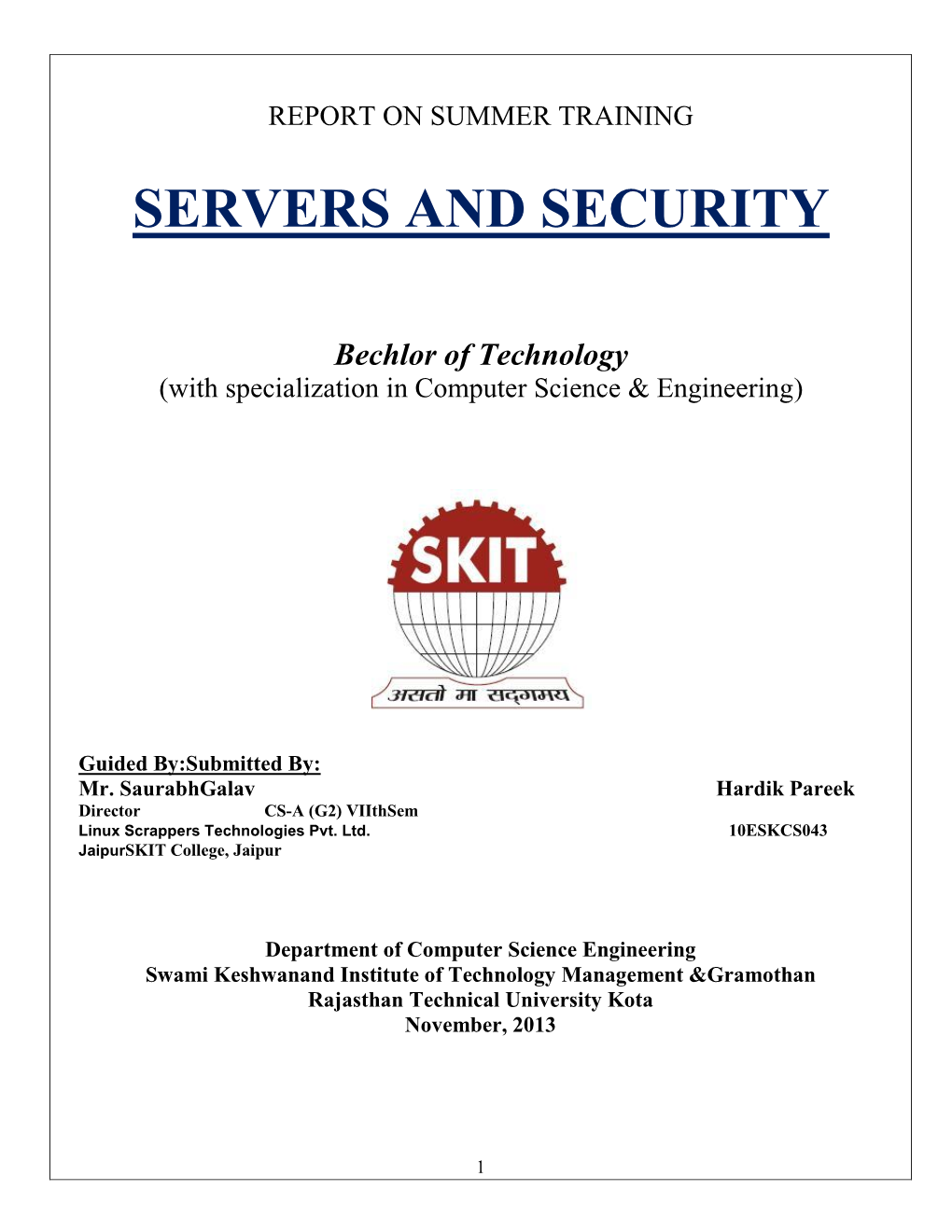 Servers and Security