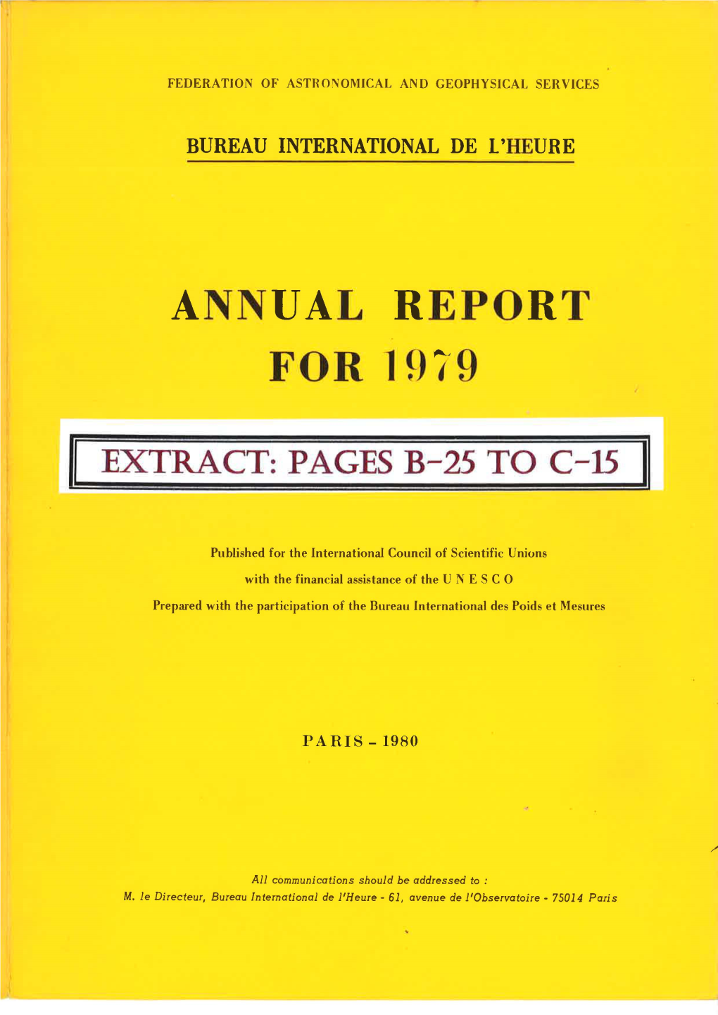 BIH Annual Report for 1979