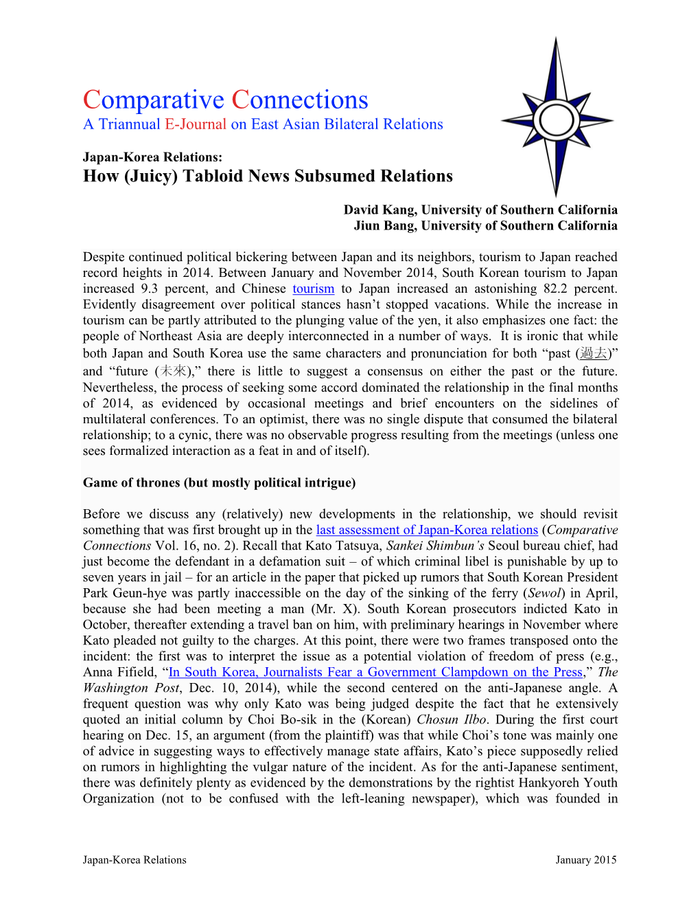 Comparative Connections a Triannual E-Journal on East Asian Bilateral Relations