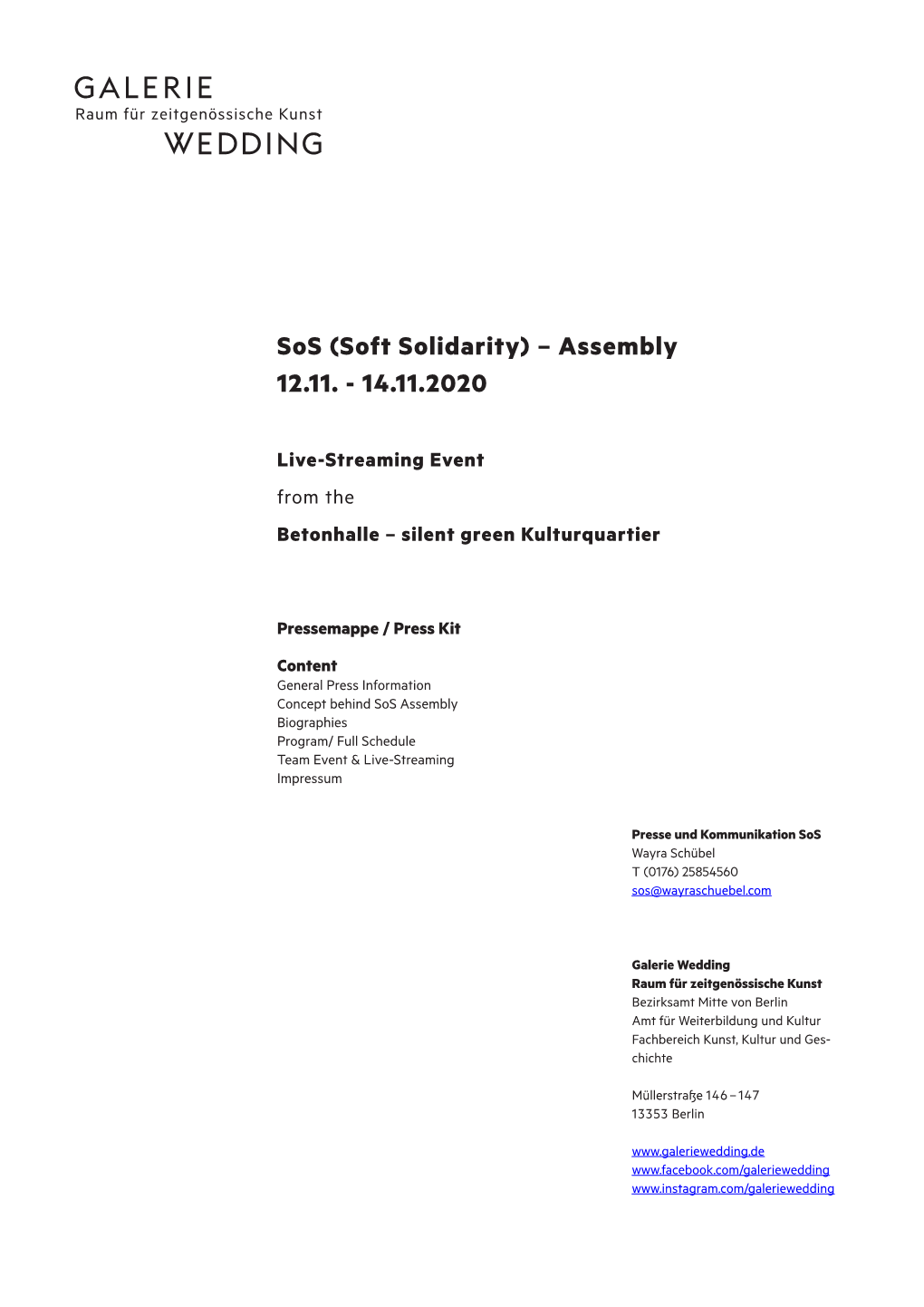 Sos (Soft Solidarity) – Assembly 12.11. - 14.11.2020