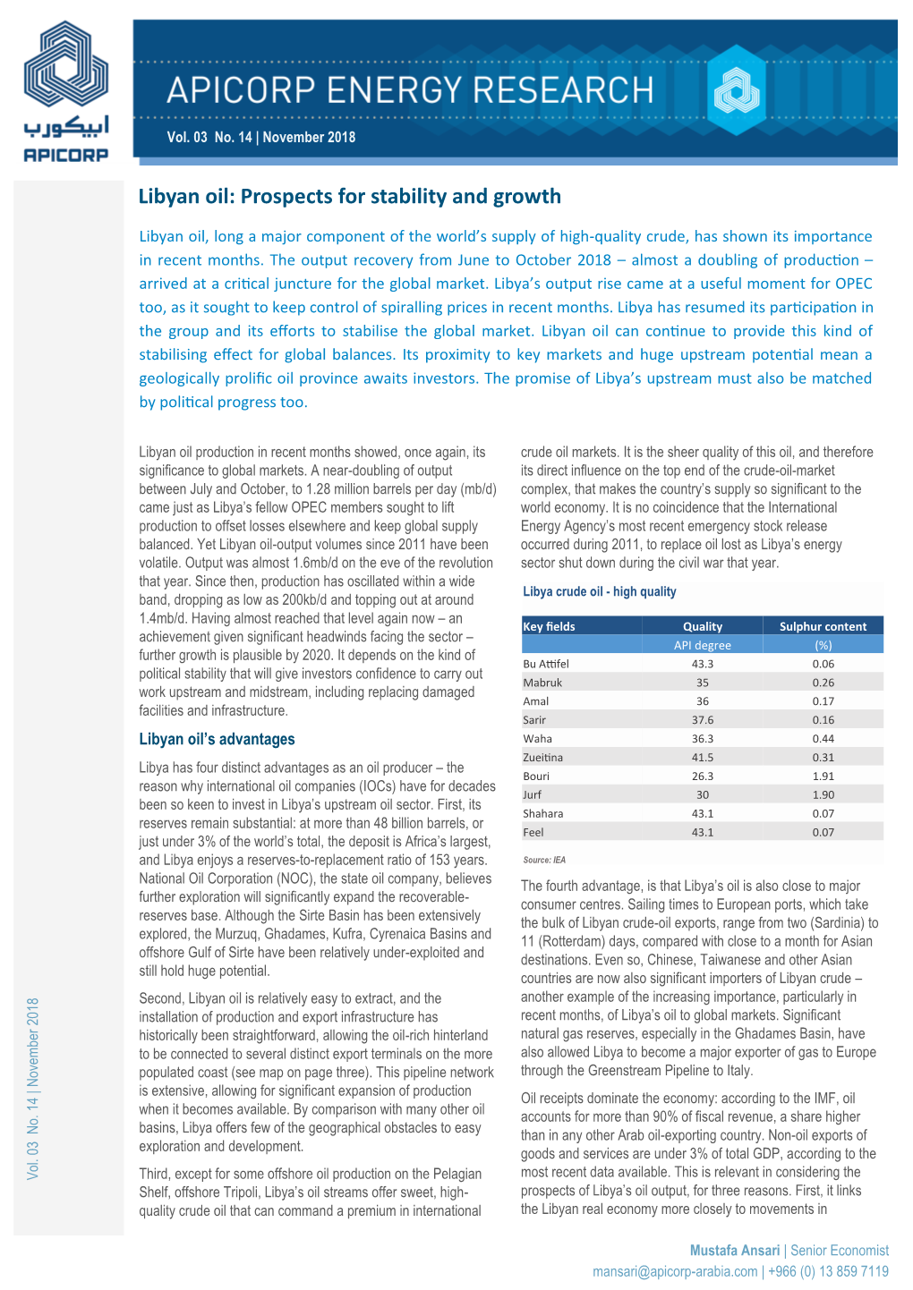 Libyan Oil: Prospects for Stability and Growth