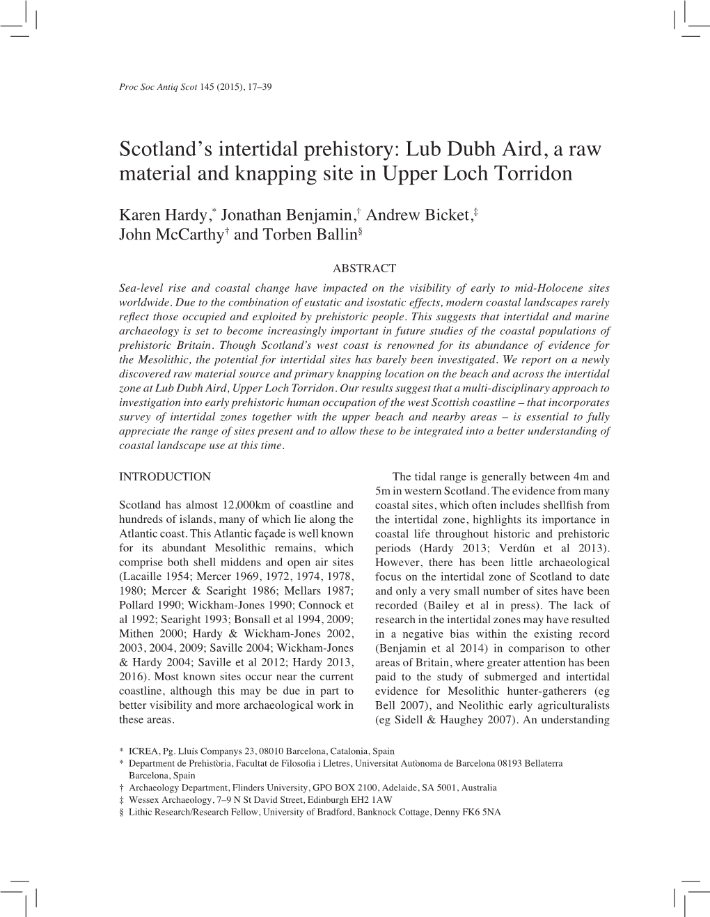 Scotland's Intertidal Prehistory: Lub Dubh Aird, a Raw Material And