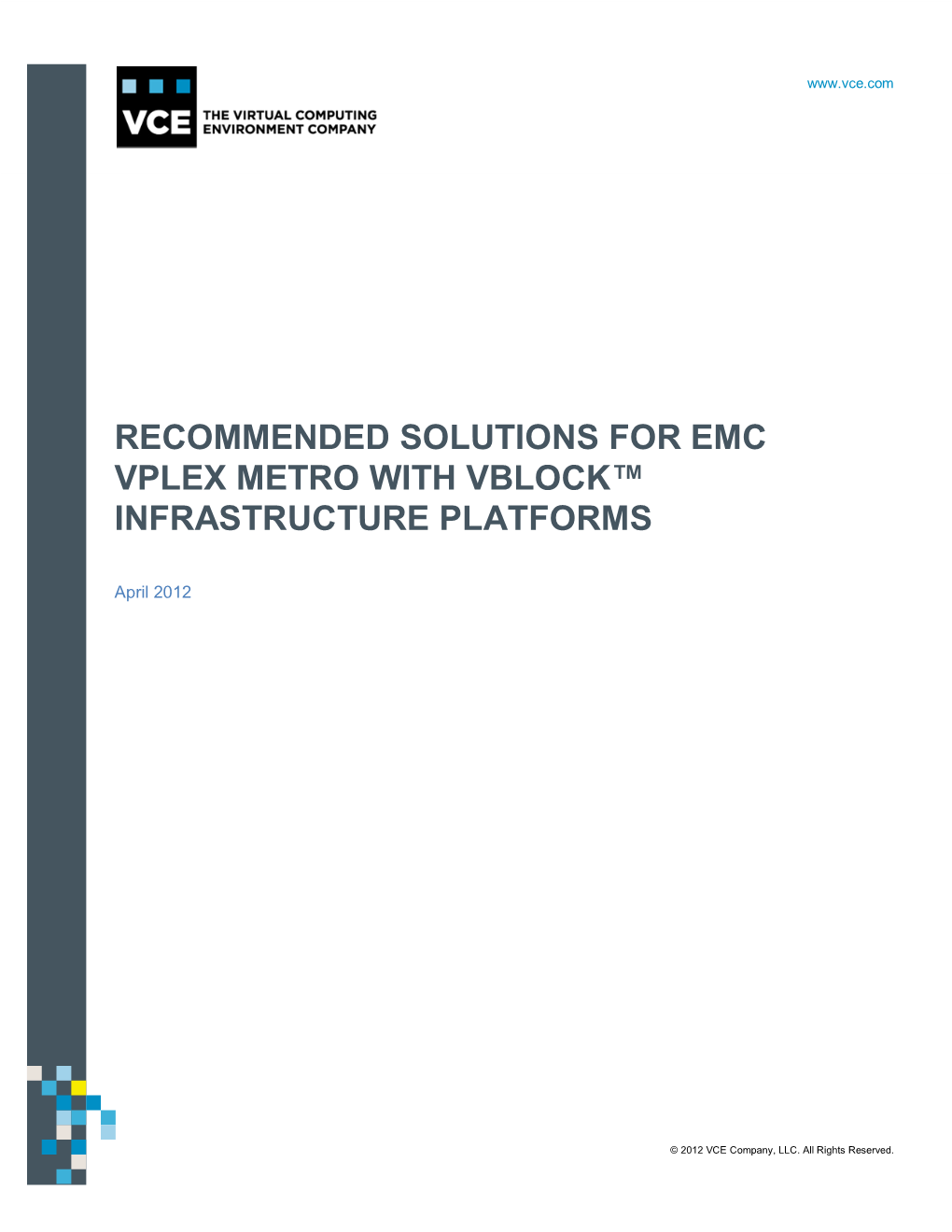 Recommended Solutions for Emc Vplex Metro with Vblock™ Infrastructure Platforms