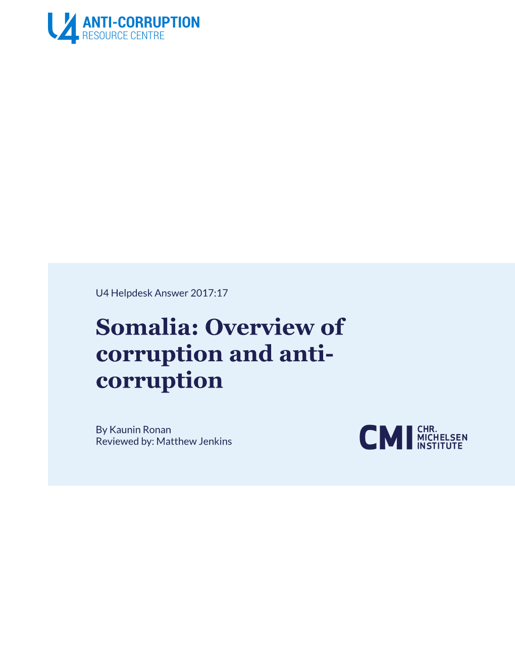 Somalia: Overview of Corruption and Anti- Corruption