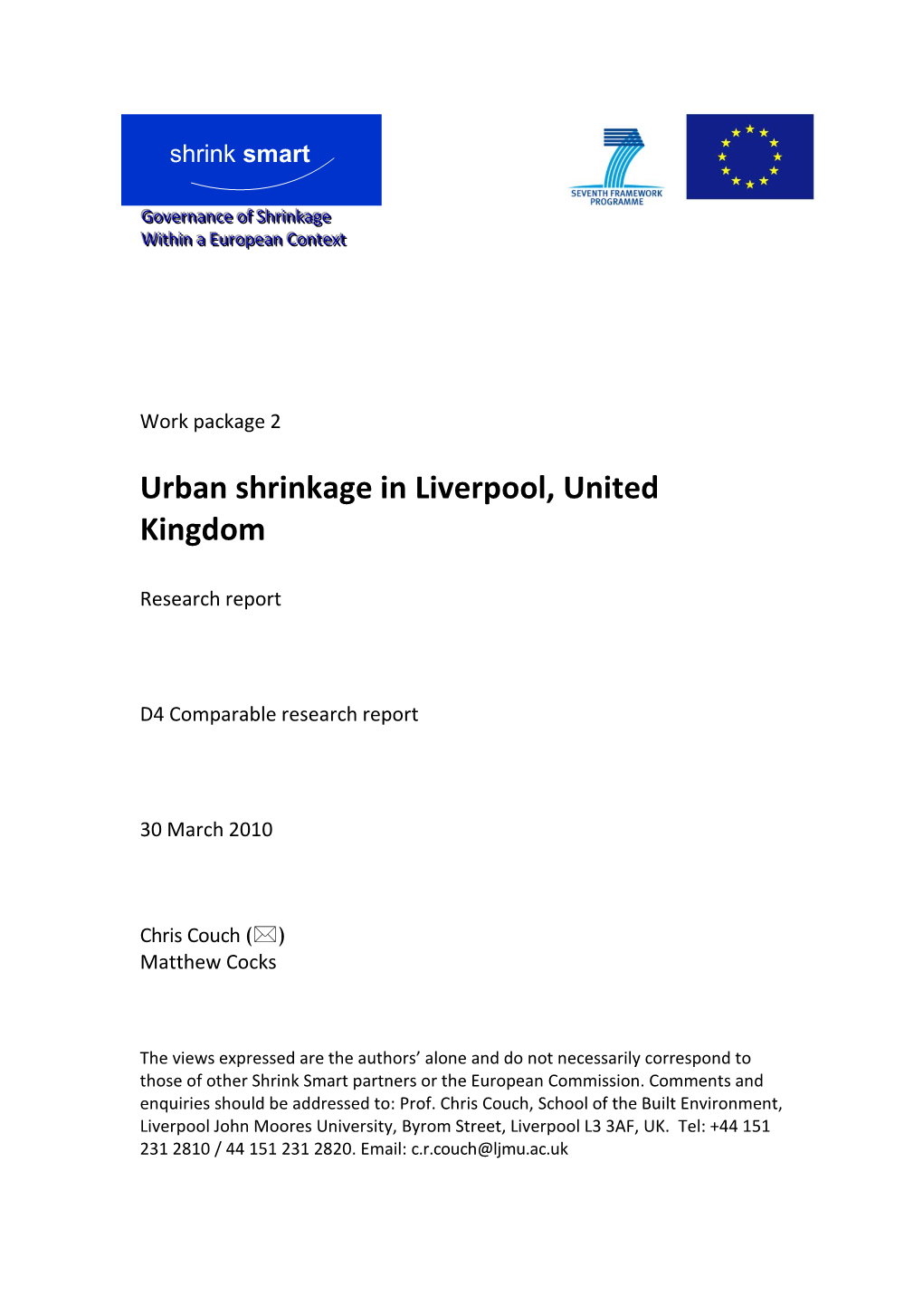 Urban Shrinkage in Liverpool, United Kingdom