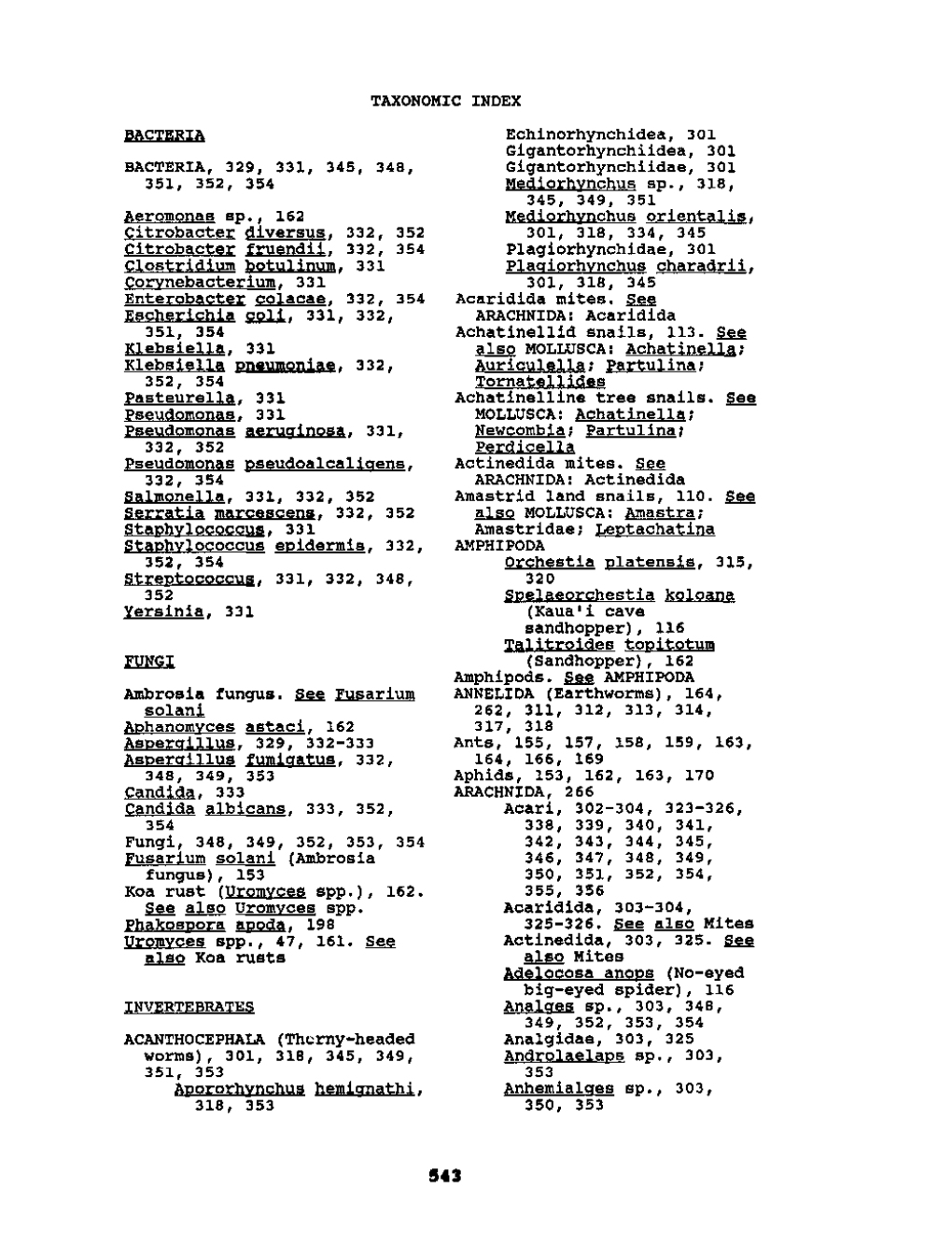 Taxonomic Index