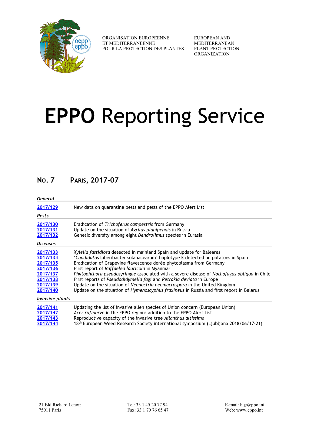 EPPO Reporting Service