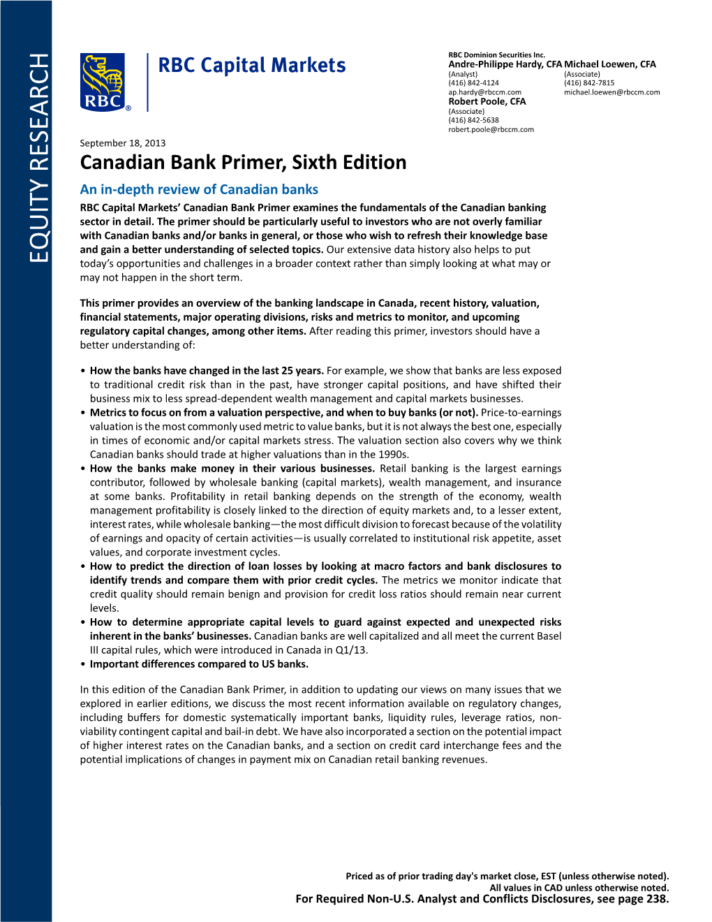 Canadian Bank Primer, Sixth Edition
