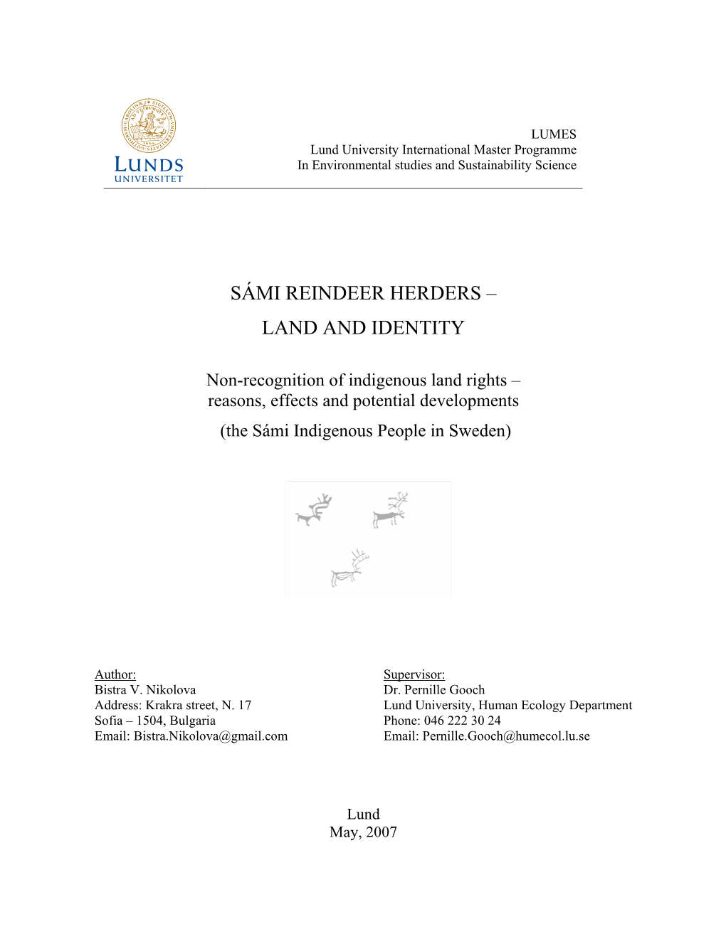 Sámi Reindeer Herders – Land and Identity
