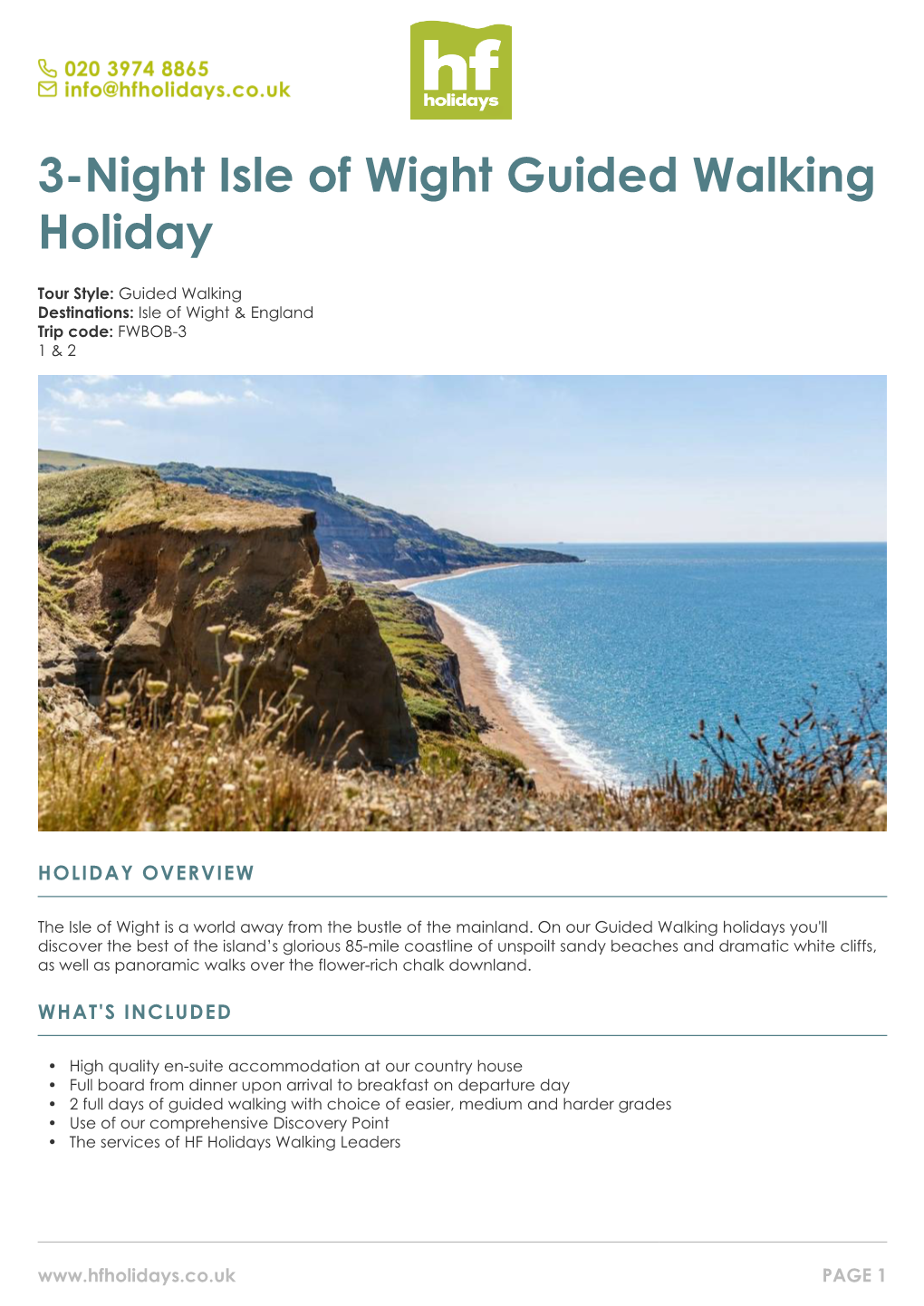 3-Night Isle of Wight Guided Walking Holiday