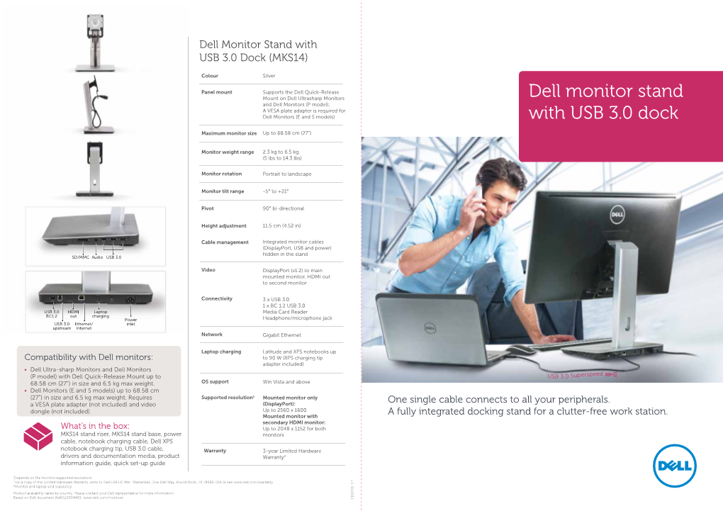 Dell Monitor Stand with USB 3.0 Dock (MKS14)