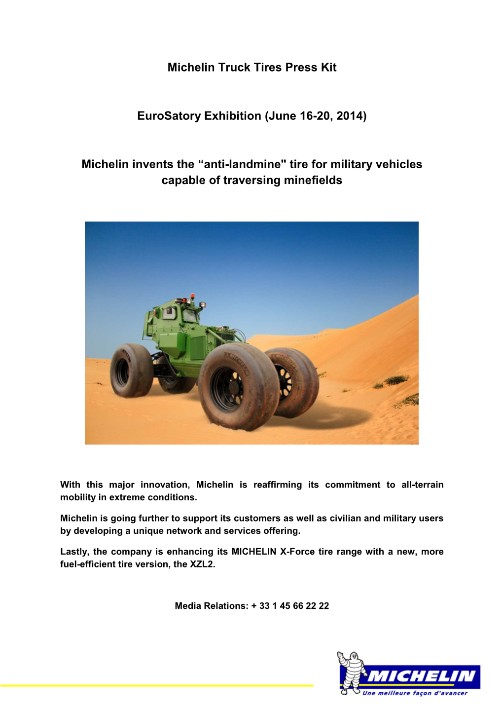 Michelin Truck Tires Press Kit Eurosatory Exhibition