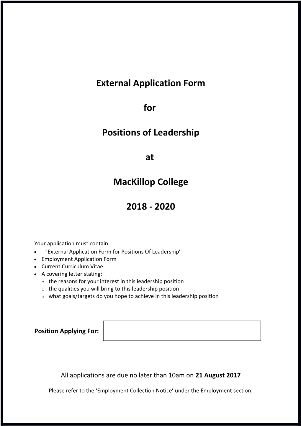 External Application Form