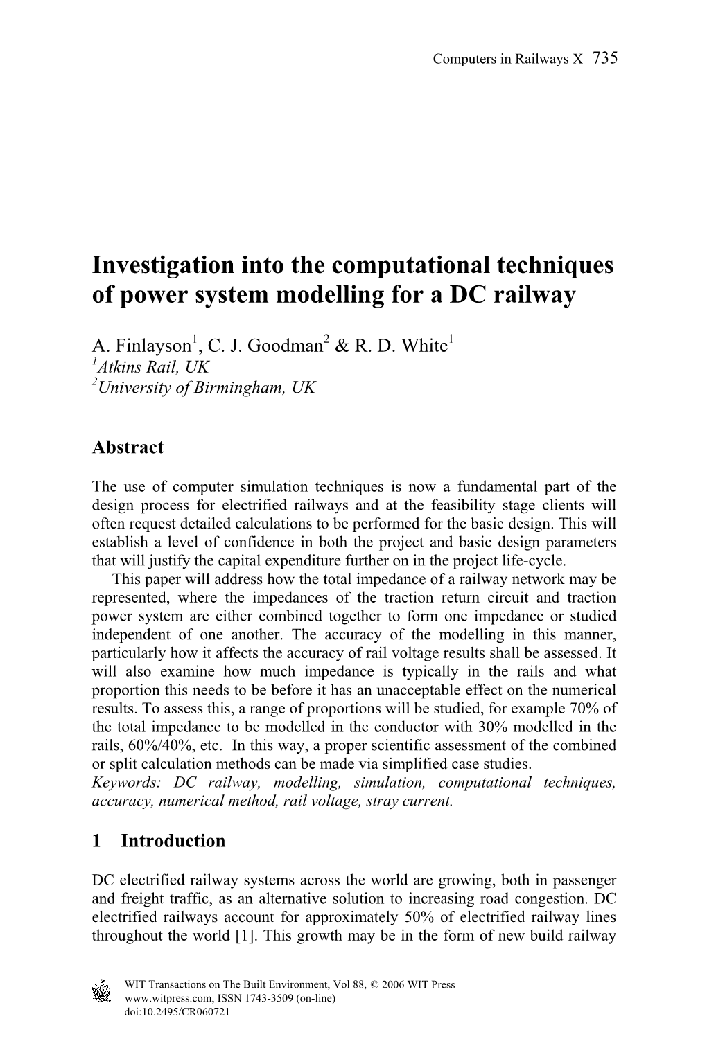 Investigation Into the Computational Techniques of Power System Modelling for a DC Railway