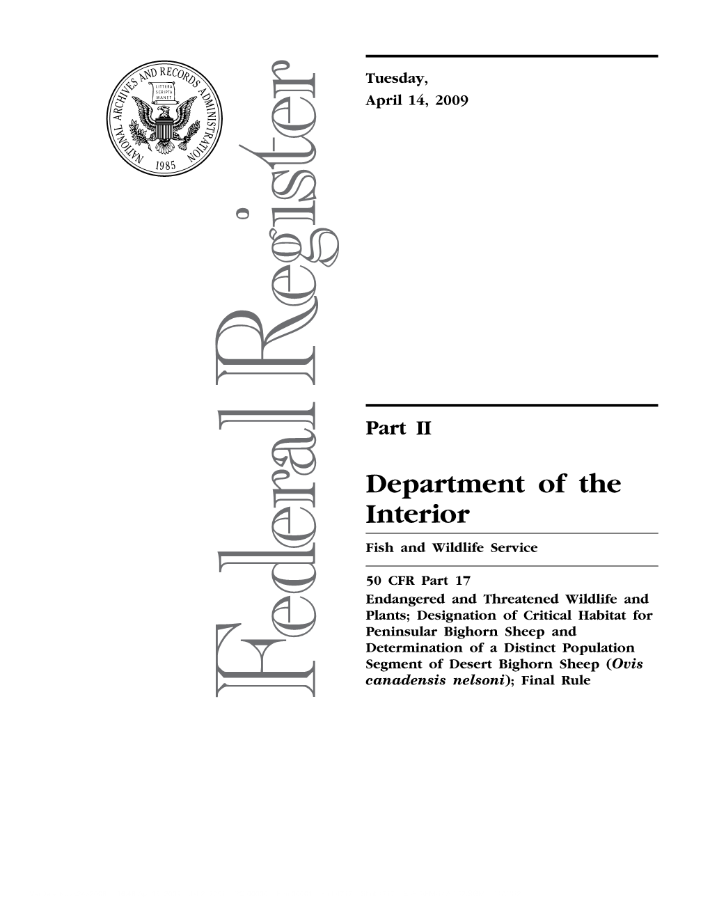 2009 Federal Register, 74 FR 17287