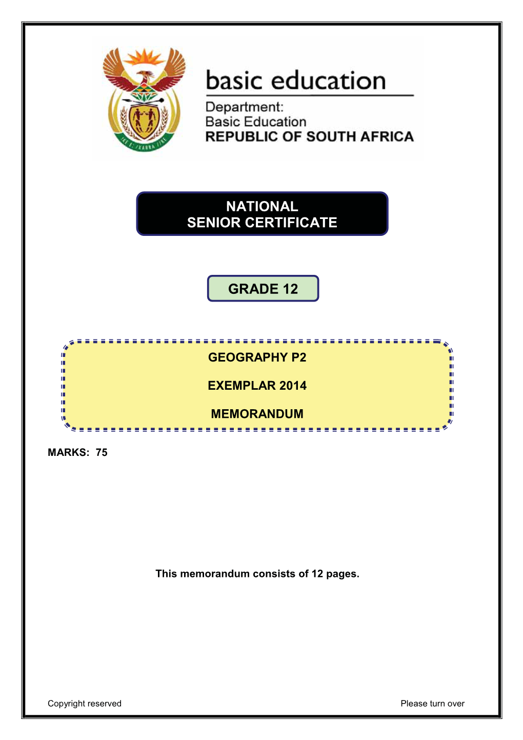 National Senior Certificate Grade 12