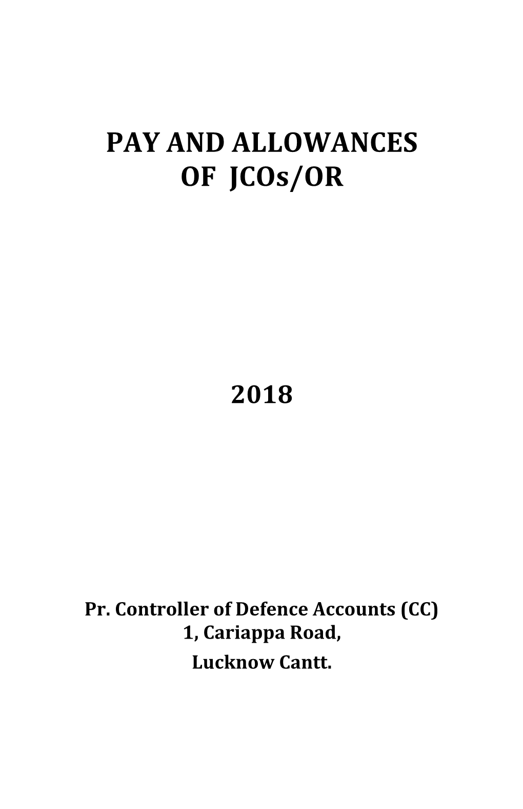 PAY and ALLOWANCES of Jcos/OR