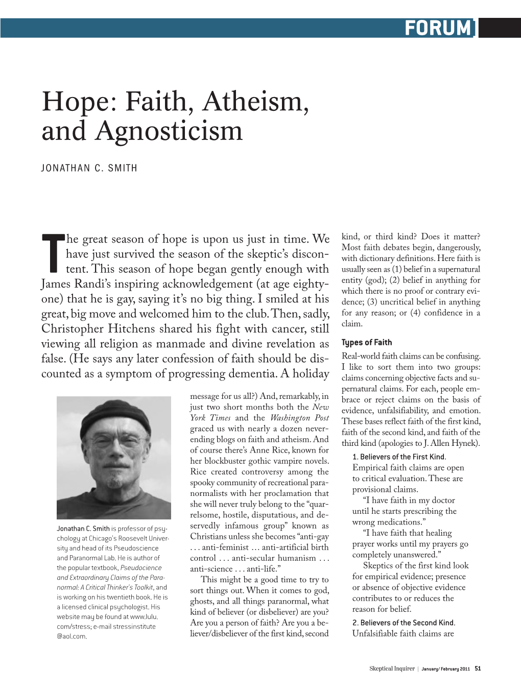 Hope: Faith, Atheism, and Agnosticism