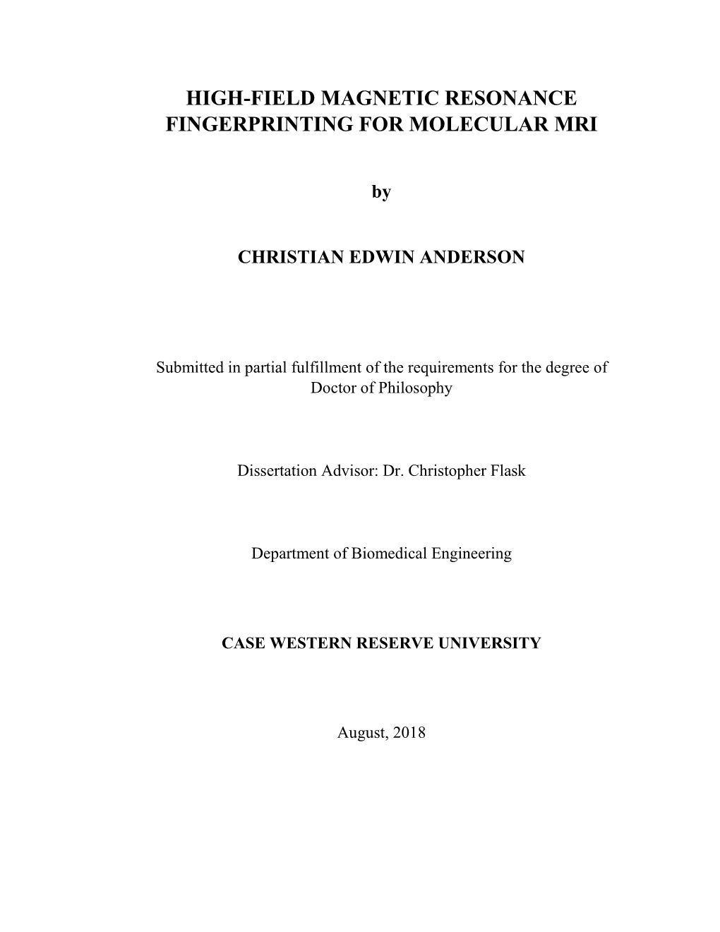 High-Field Magnetic Resonance Fingerprinting for Molecular Mri