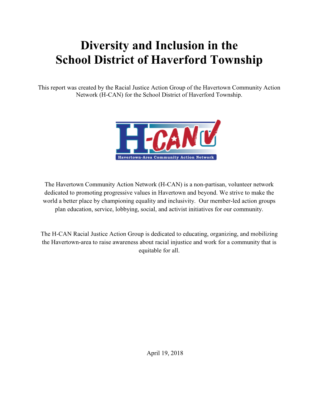 Diversity and Inclusion in the School District of Haverford Township